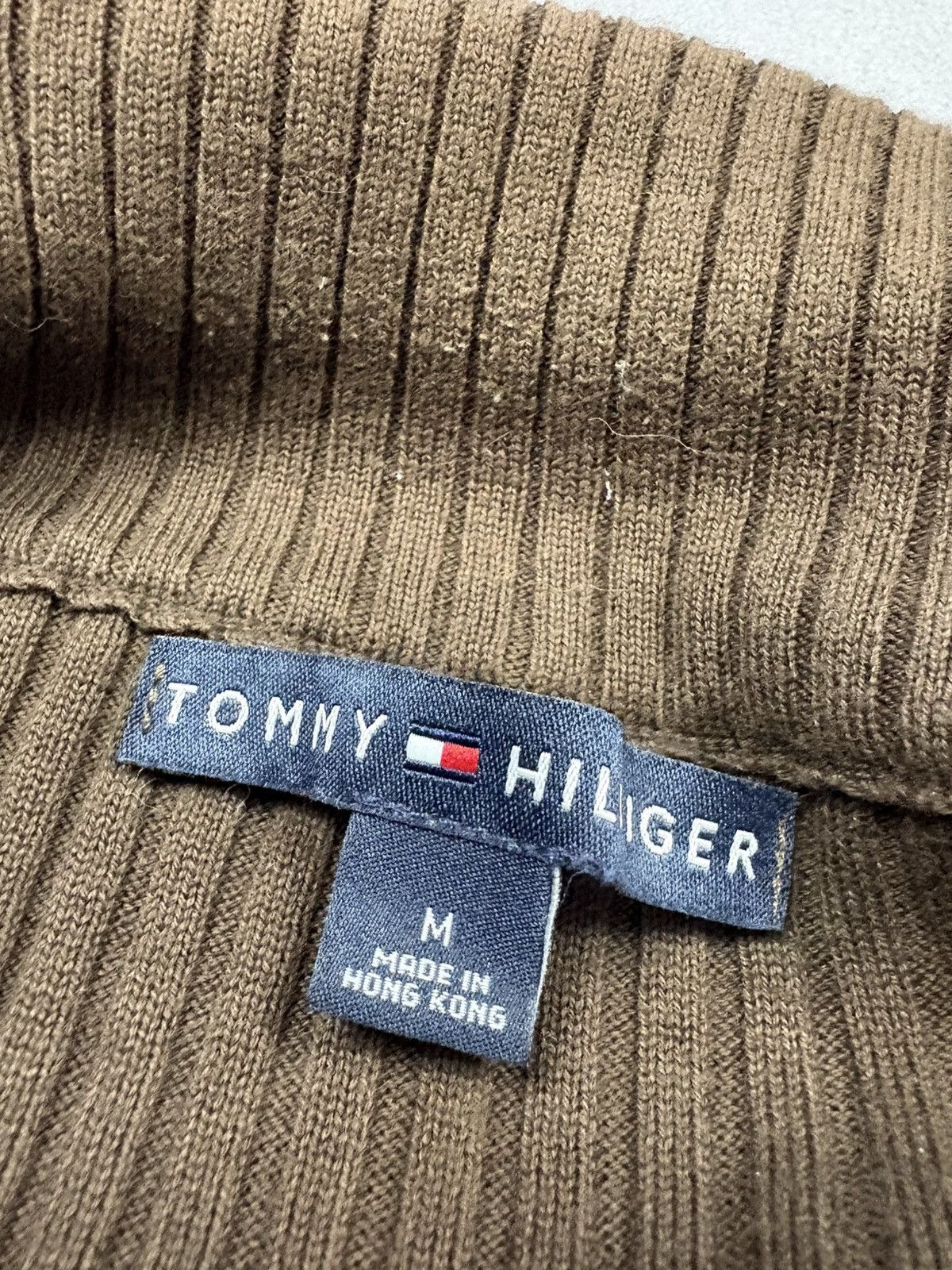 Tommy Hilfiger Tommy Hilfiger Ribbed Zip Up Brown Spell Out Logo Y2K 2000s Size M / US 6-8 / IT 42-44 - 9 Thumbnail