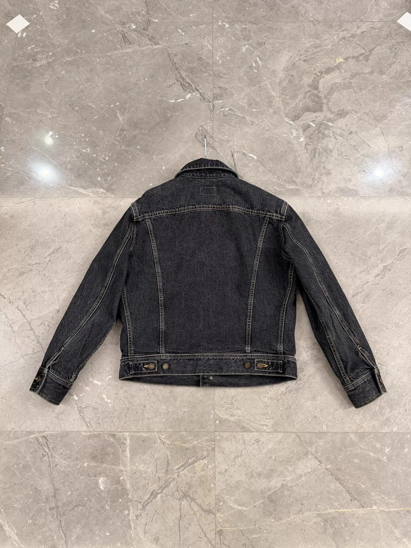 Saint Laurent Paris SLP Black Washed Denim Yellow Stitch Jacket S Size US S / EU 44-46 / 1 - 3 Thumbnail