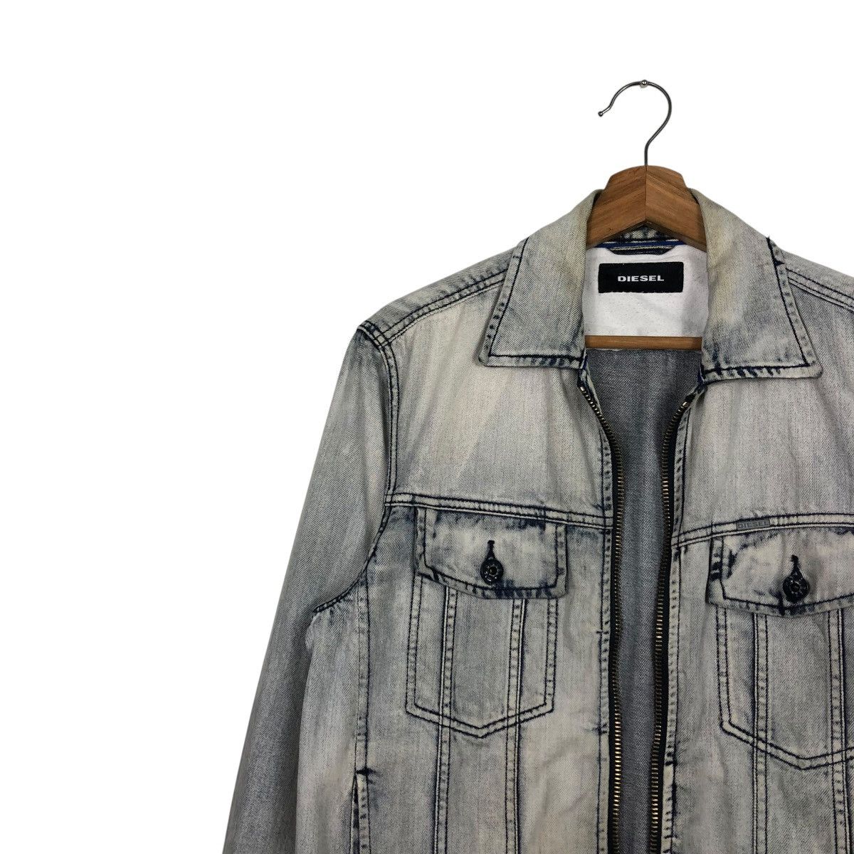 Diesel 🔥VINTAGE DENIM BIKER JACKET DIESEL ACID WASH DESIGN Size US M / EU 48-50 / 2 - 9 Thumbnail