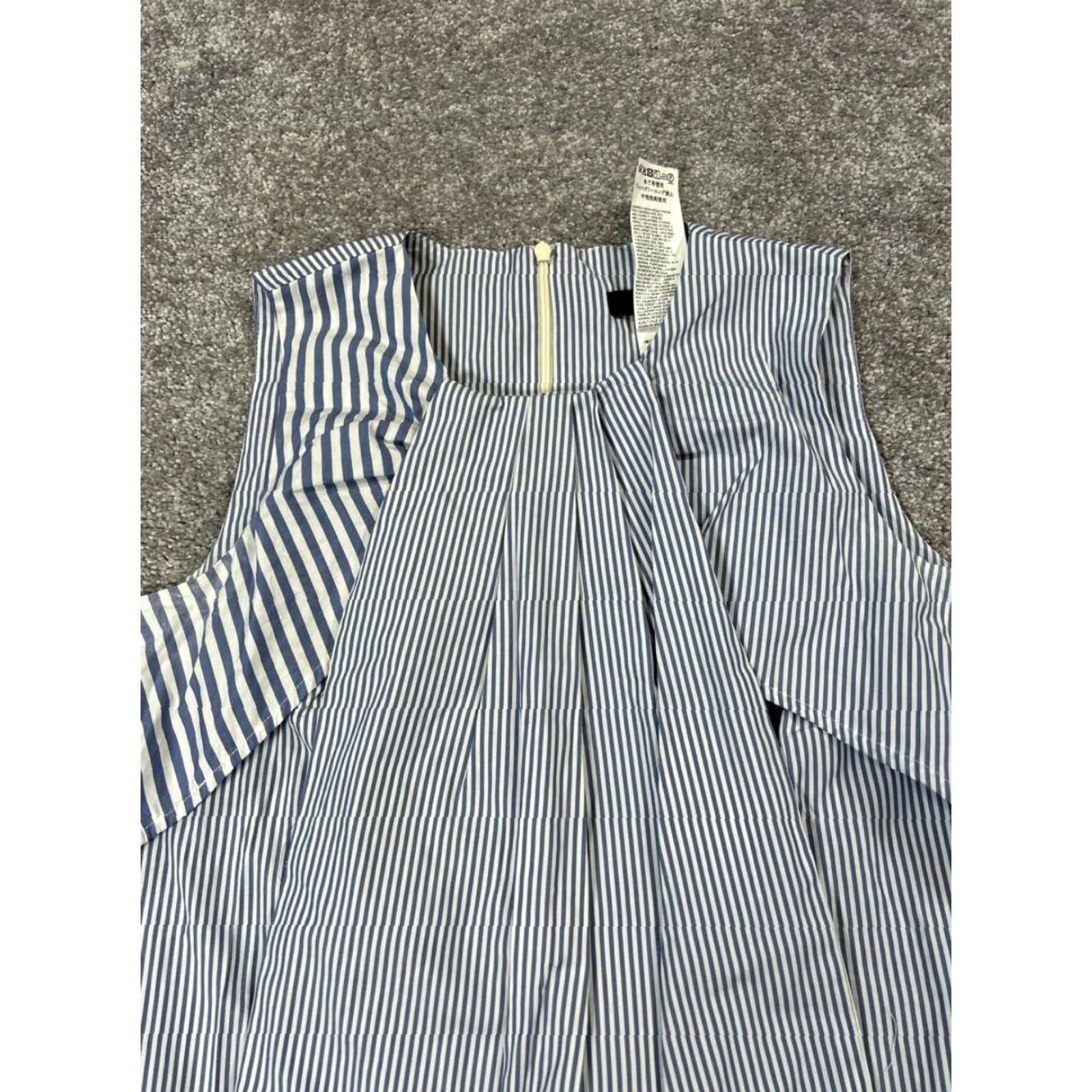 Max Mara Weekend Max Mara Dress Womens 4 Blue White Cotton Striped Sleeveless Round Neck Zip A-Line Blouson Sheath Casual Summer Spring Fall Mens? Size S / US 4 / IT 40 - 2 Thumbnail