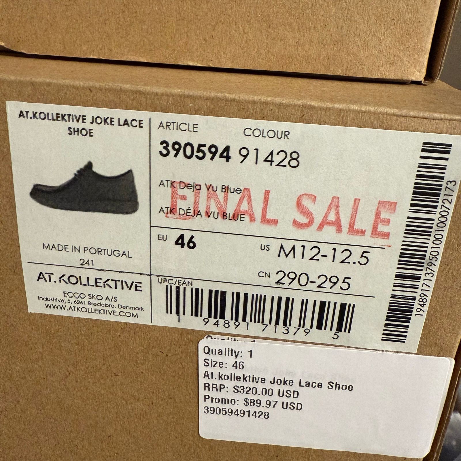 Ecco ECCO.KOLLECTIVE MEN'S 12 JOKE LEATHER LACE MADE IN PORTUGAL Size US 12 / EU 45 - 10 Thumbnail