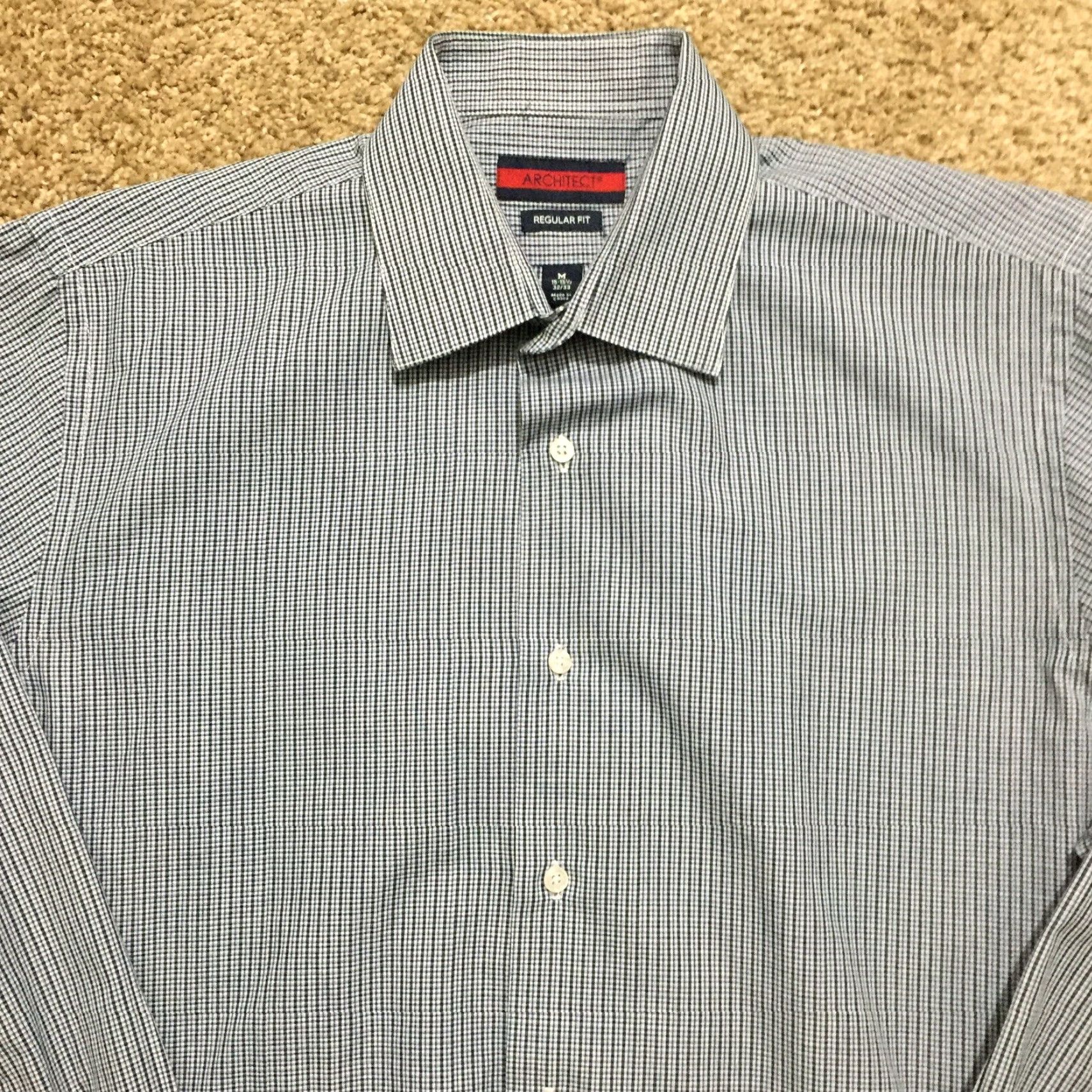 Architect Architect Shirt Mens Medium Regular Blue Plaid Long Sleeve Button-Up Size US M / EU 48-50 / 2 - 3 Thumbnail
