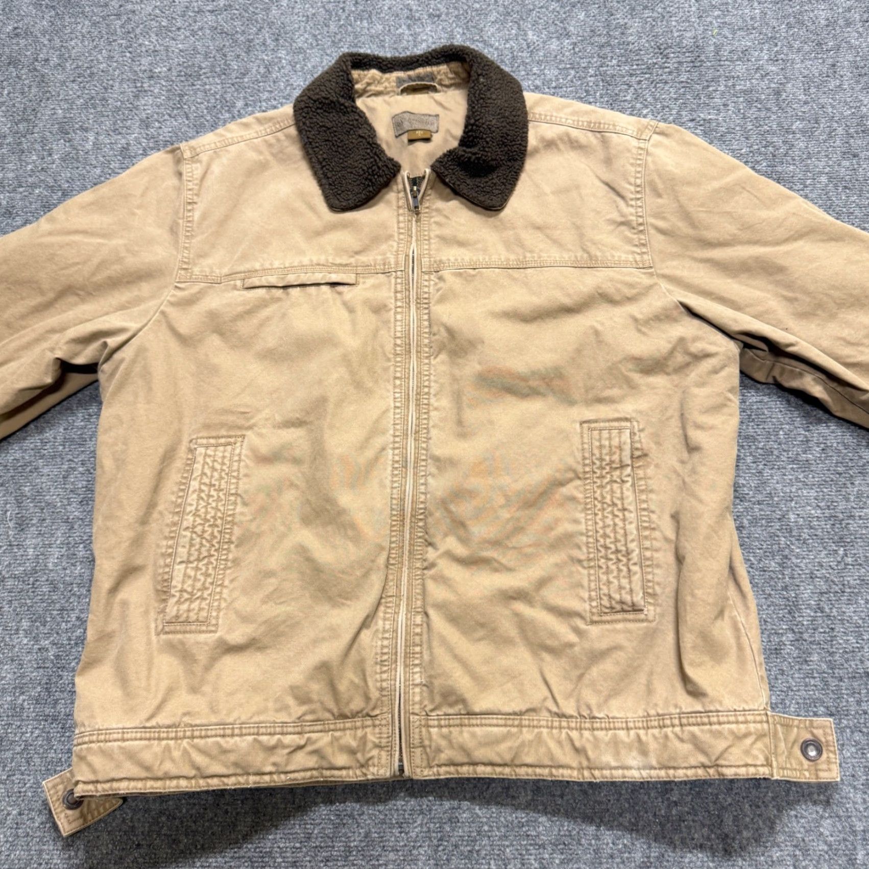 Vintage VINTAGE St. John's Bay Jacket Worker L Beige Tan Fullzip Cotton Blend Overcoat Men Mens Beige Tan L Jacket Size US L / EU 52-54 / 3 - 2 Thumbnail