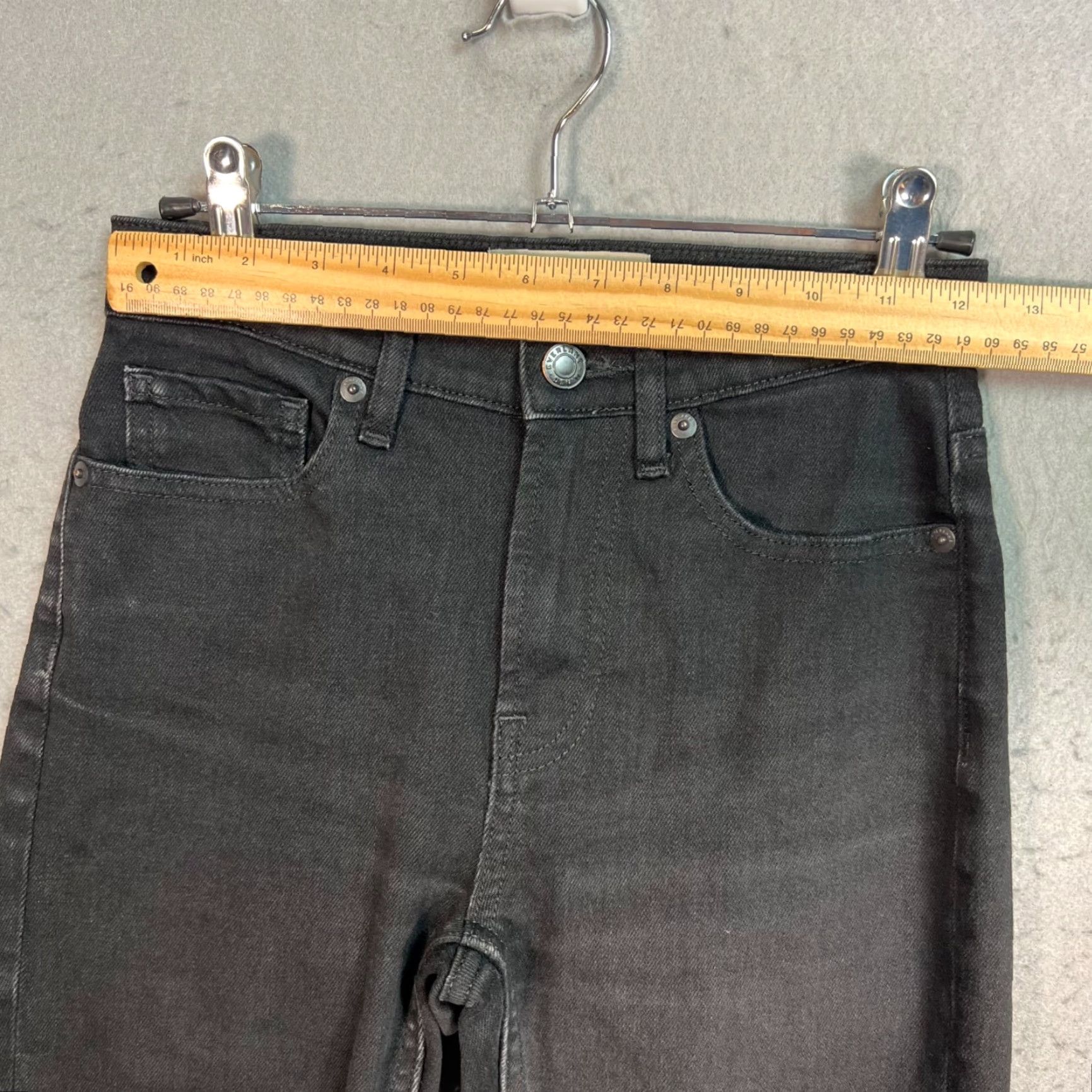 Everlane Everlane Womens Jeans Skinny Ankle 24 Black Cotton Blend Denim 5-Pocket Stretch Mid Rise Regular Inseam 26" Adult Women Size 24" / US 00 / IT 34 - 5 Thumbnail