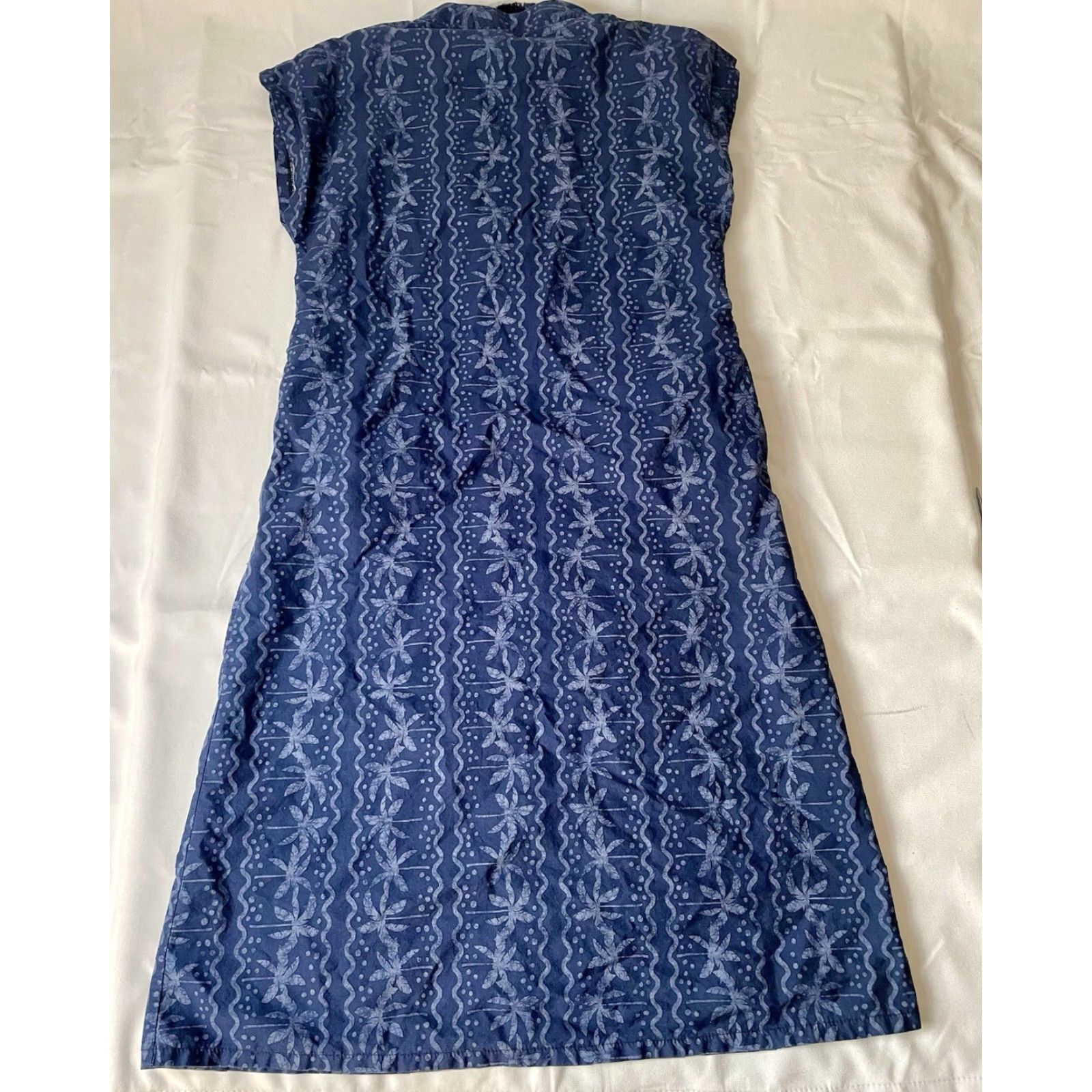 Vintage VINTAGE 90s Y2K Coastal Party Animal Shift Dress Navy Blue Beach Palm MIDI Med Party/Midi Shift Dress Women M Blue 90s Vintage Women Shift Dress Size M / US 6-8 / IT 42-44 - 4 Thumbnail