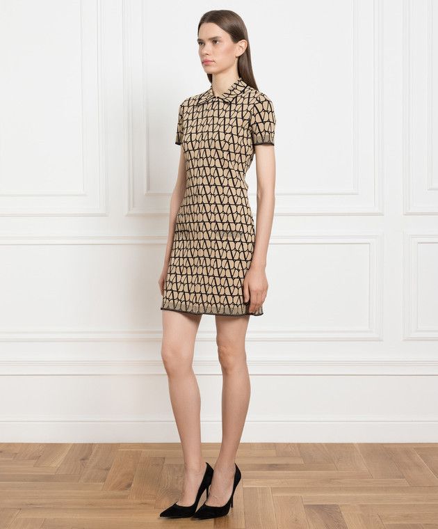 Valentino os11x0724 Mini Dress in Beige/Black Size M / US 6-8 / IT 42-44 - 3 Thumbnail
