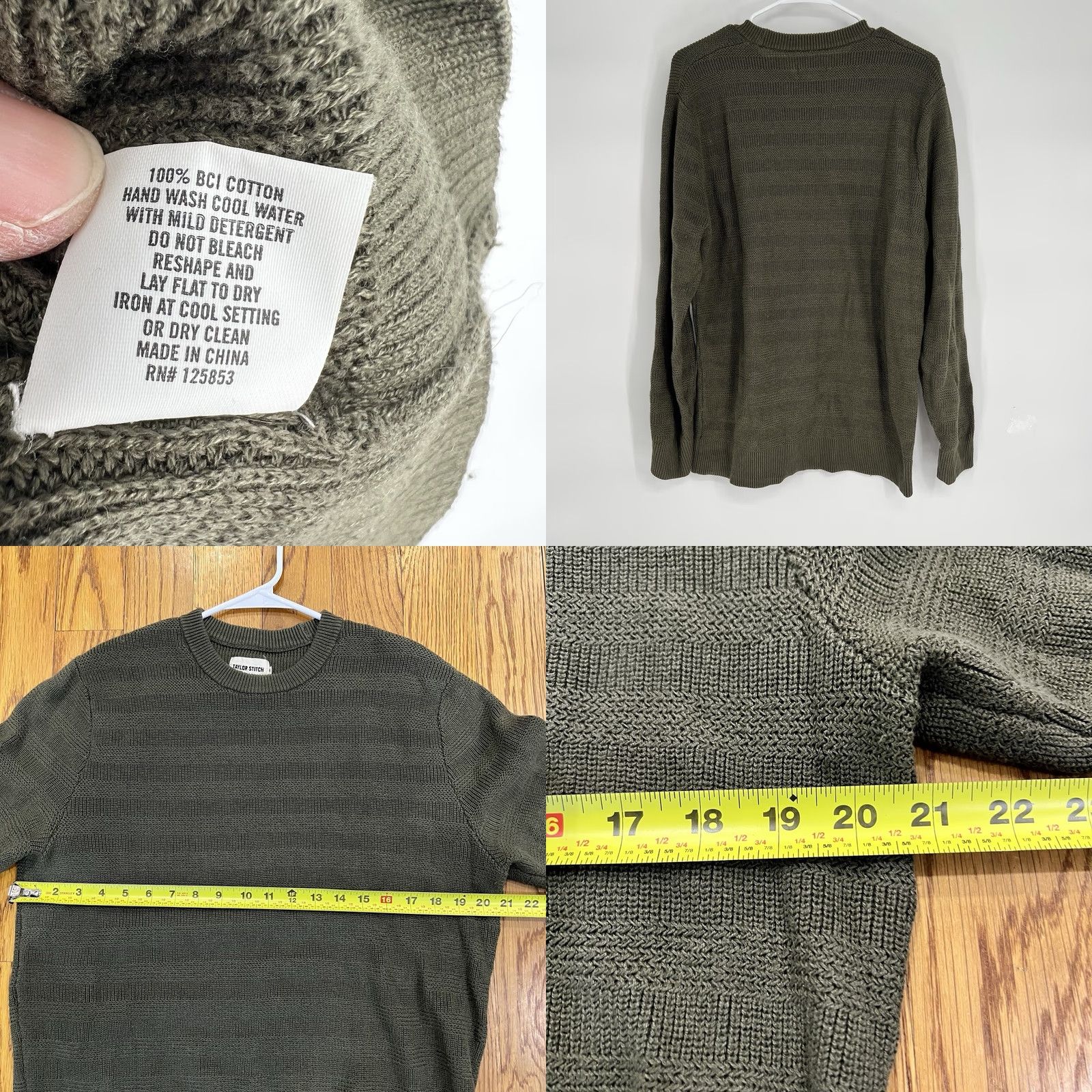 Taylor Stitch Taylor Stitch Sweater Mens L Army Green Mixed Stitch Hugo Crewneck Pullover Casual Womens? Mens Size US L / EU 52-54 / 3 - 8 Thumbnail