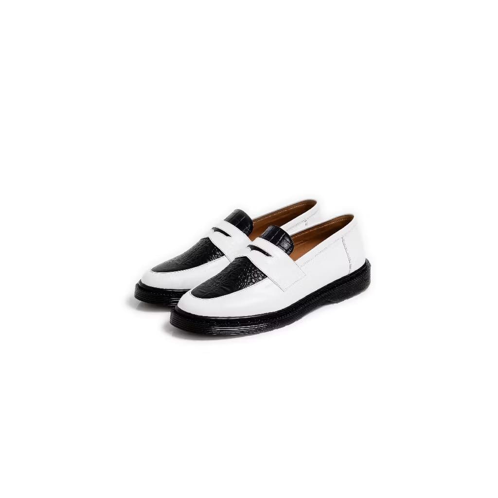 Leather Cano white Black Leather Loafer Shoe Size US 10 / EU 43 - 1 Thumbnail