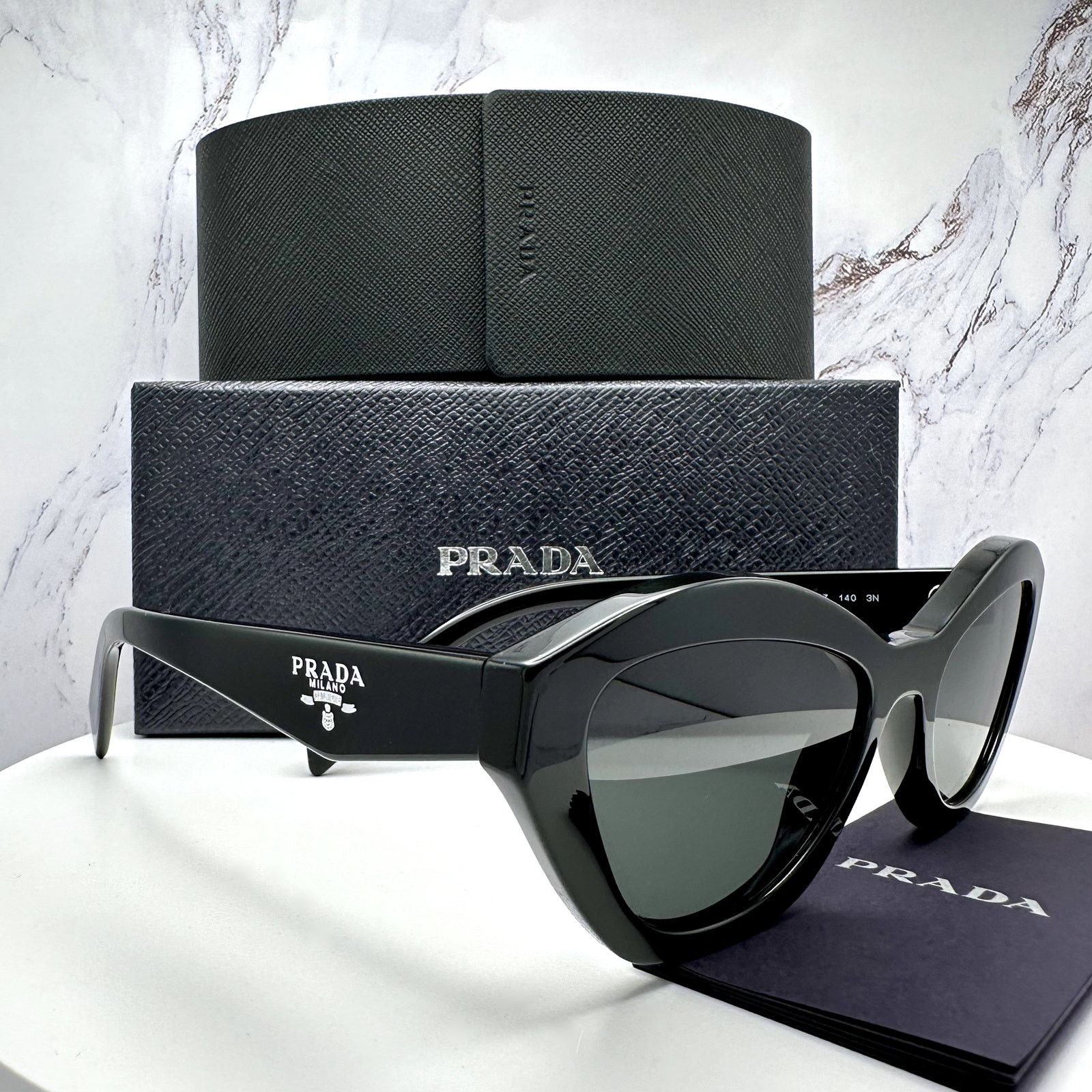 Prada New PRADA Sunglasses Black Butterfly Cat Eye Symbole Logo Size ONE SIZE - 1 Thumbnail