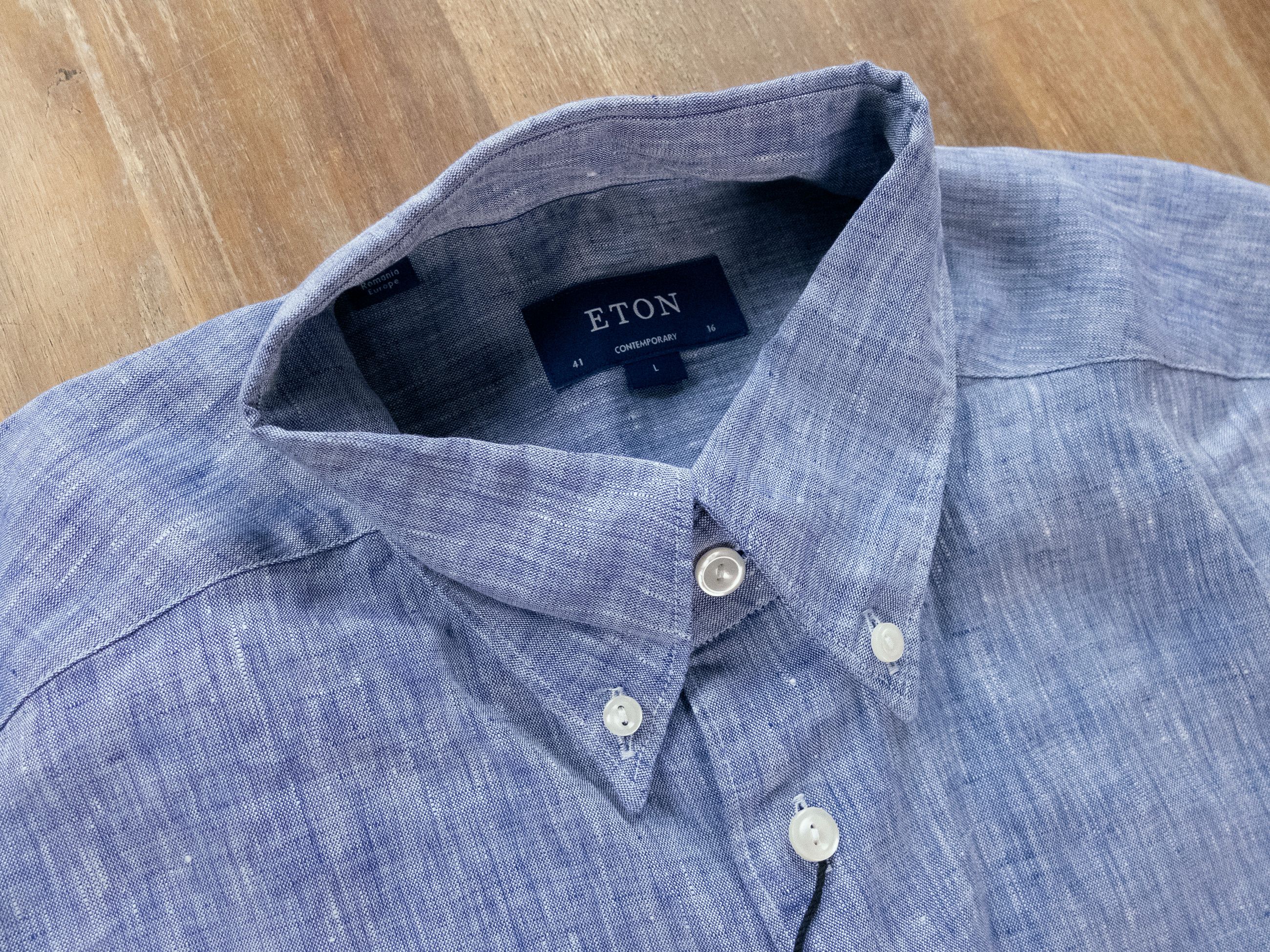 Eton ETON of Sweden contemporary fit blue linen shirt 41 Large Size US L / EU 52-54 / 3 - 5 Thumbnail