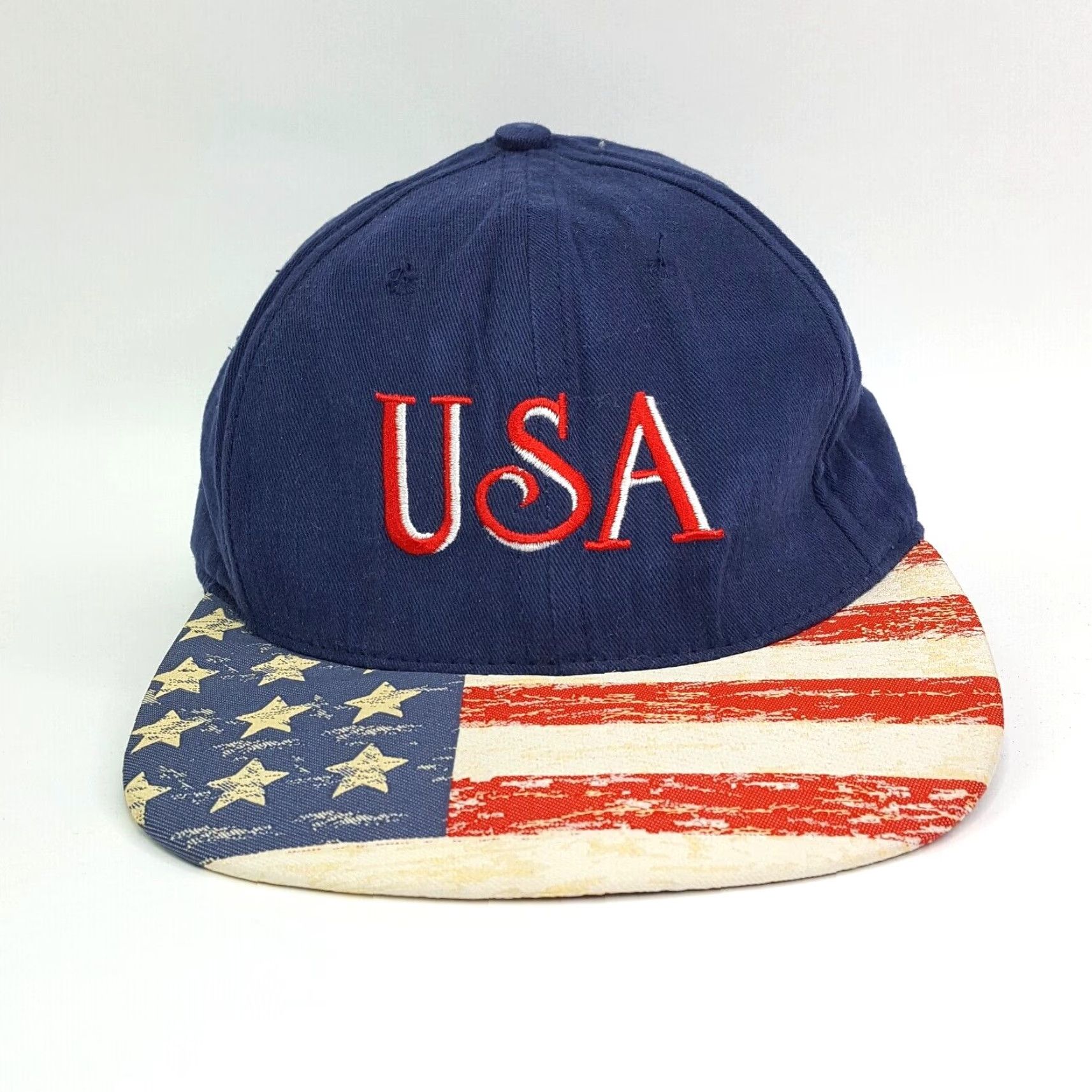 Vintage VINTAGE USA American Flag Snapback Adjustable Navy Blue Golf Hat Baseball Cap Mens Size ONE SIZE - 2 Thumbnail