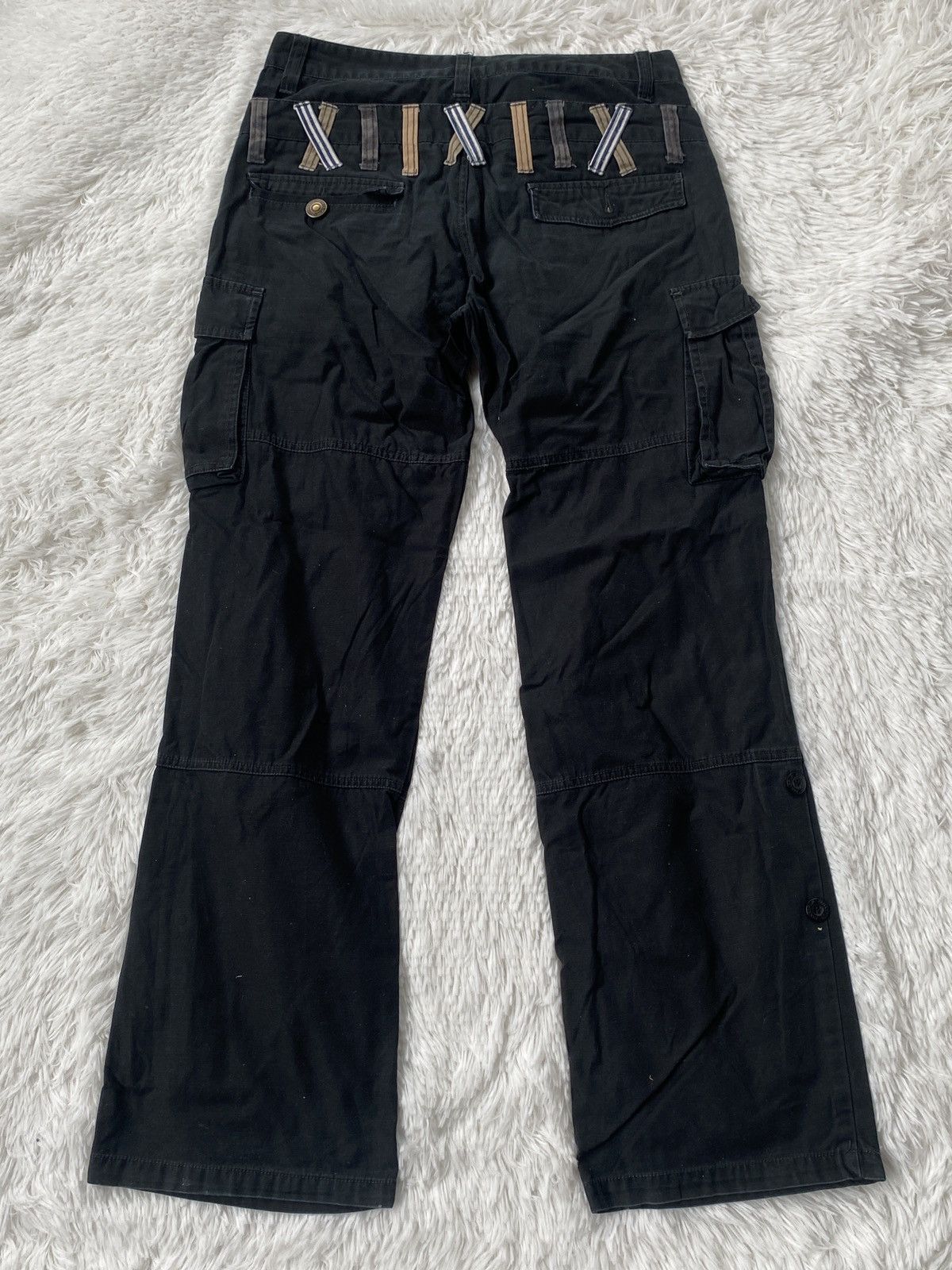 Japanese Brand × Seditionaries 🔥RARE🔥Dominated Handcrafted Double waist Black Cargo Pant Size US 31 - 12 Thumbnail