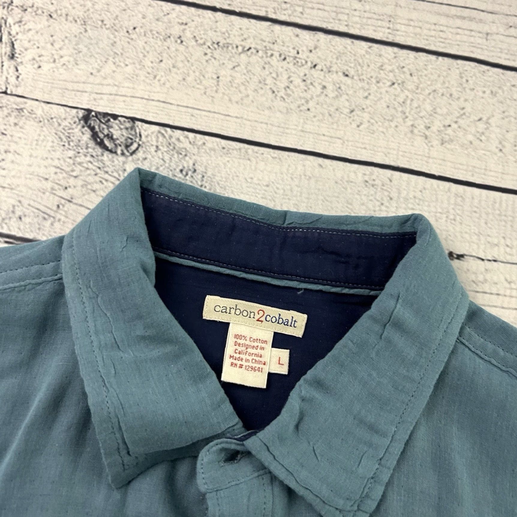 Carbon2Cobalt VINTAGE Carbon 2 Cobalt Shirt Long Sleeve Button Front 100% Cotton Men's Large Blue Size US L / EU 52-54 / 3 - 2 Thumbnail