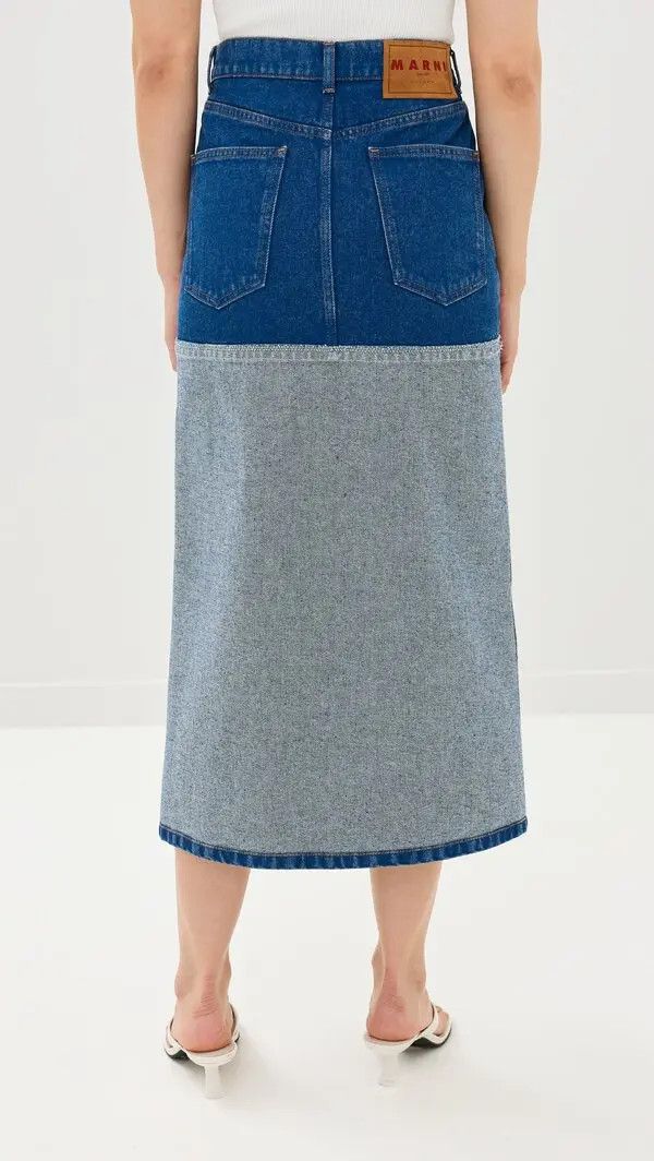 Marni o1w1db11125 Bleached Coated Denim Skirt in Blue Size 26" / US 2 / IT 38 - 3 Thumbnail