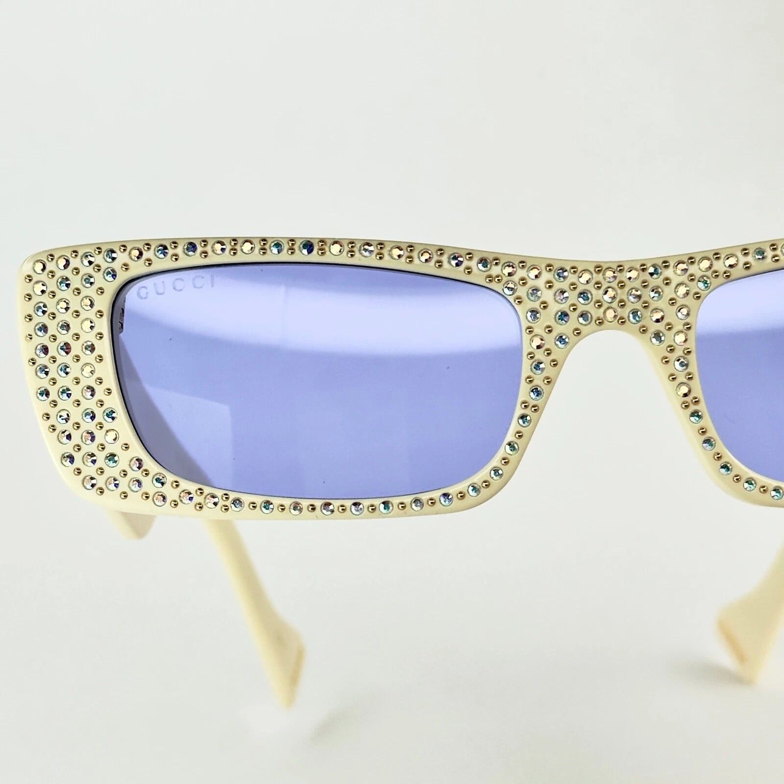 Gucci GUCCI GG0516S 0516 Ivory Lilac Crystal Geometric Sunglasses Size ONE SIZE - 11 Thumbnail