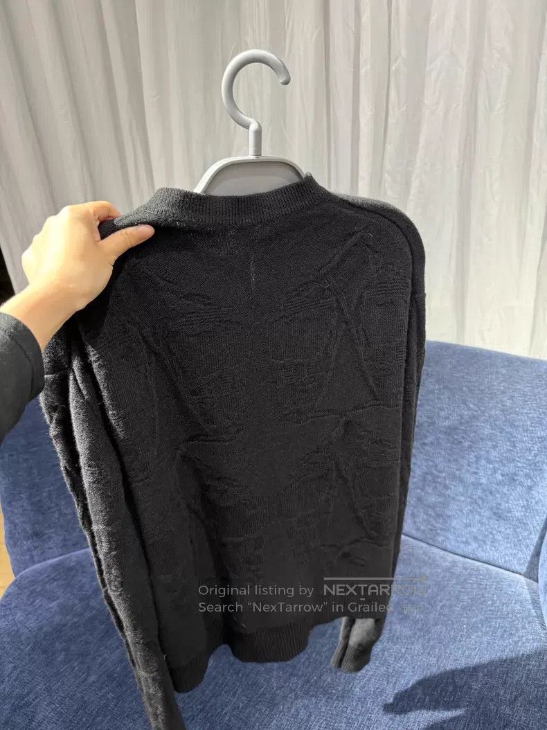 Hermes Hermes Single-Button Dark Patterned Wool Knit Cardigan Size XS / US 0-2 / IT 36-38 - 4 Thumbnail