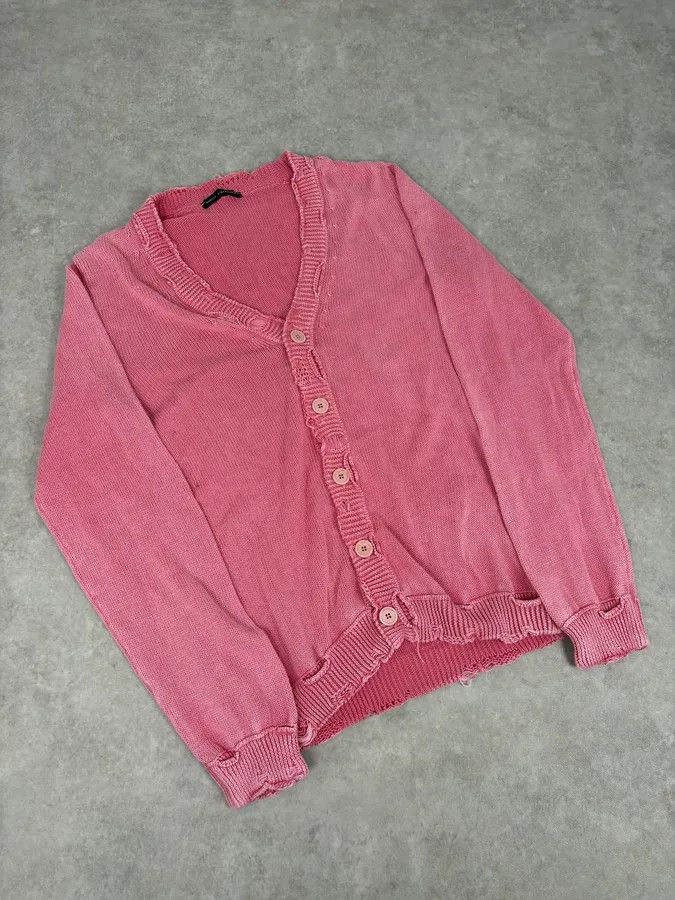 Daniele Alessandrini Daniele Alessandrini Pink Distressed Cardigan Sweater Size US S / EU 44-46 / 1 - 4 Thumbnail