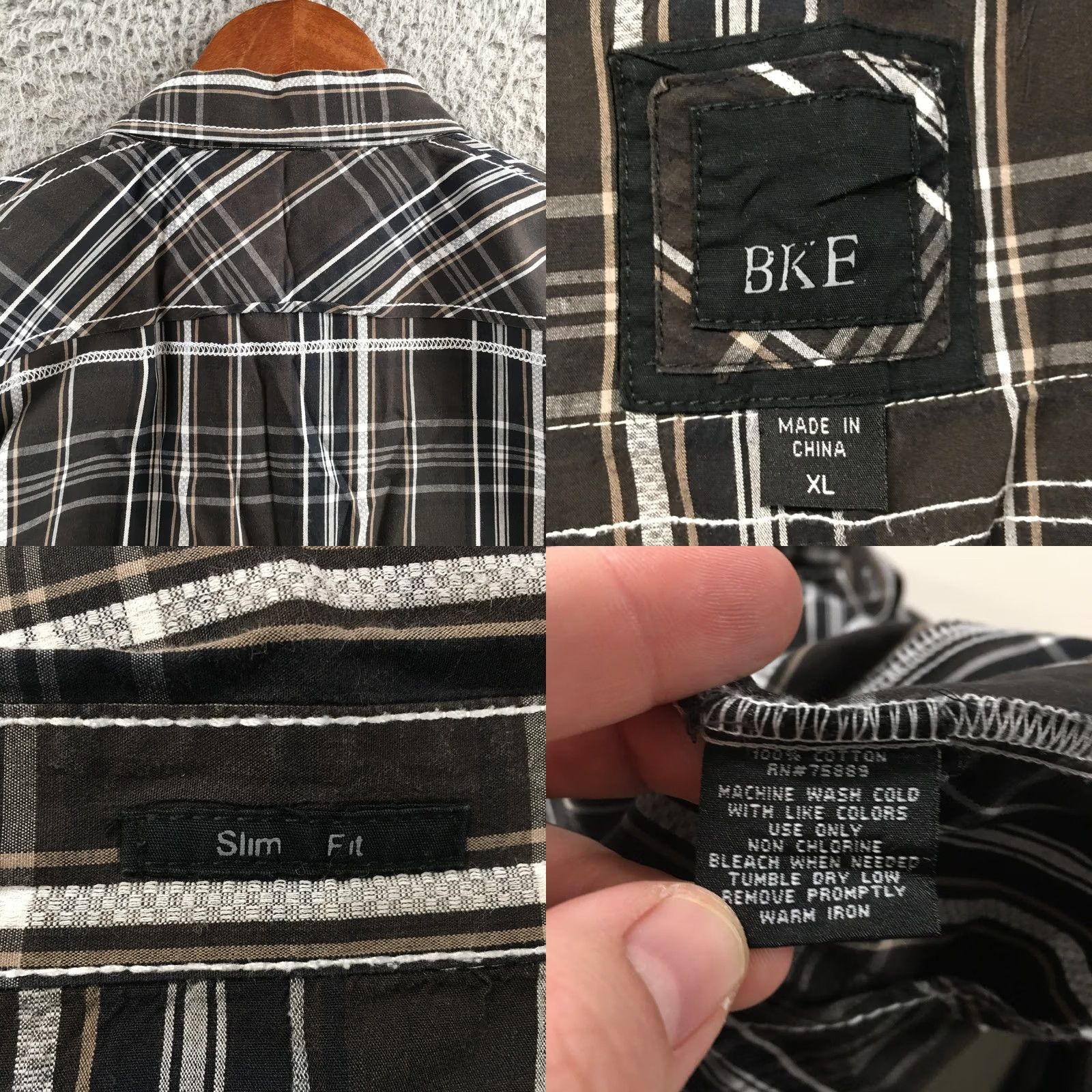 Vintage BKE Buckle Slim Fit Button Up Shirt Men XL Black Plaid Cotton Long Sleeve Casual Size US XL / EU 56 / 4 - 9 Thumbnail