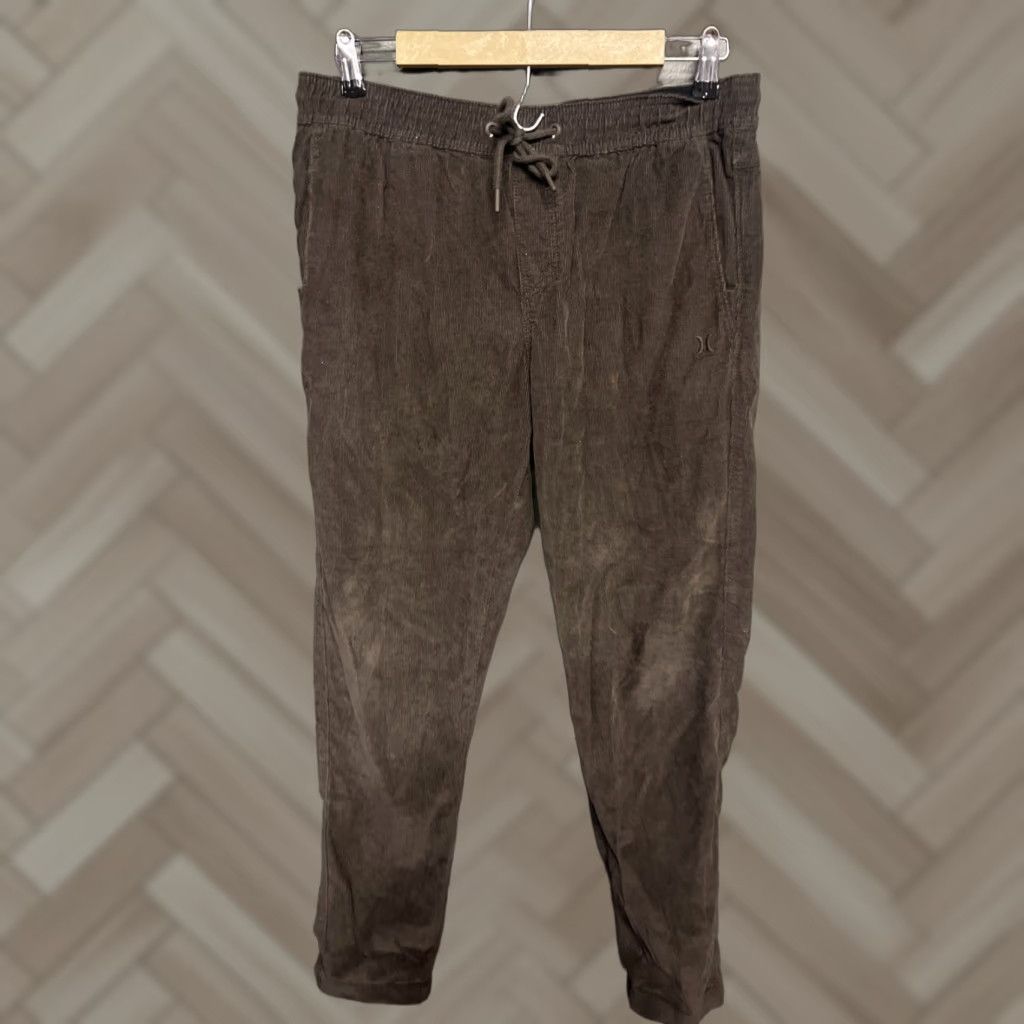 Hurley Hurley Men's Pants Brown Drawstring Stretch Pockets Corduroy Jogger M Inseam 30" Regular Size US 31 - 1 Thumbnail