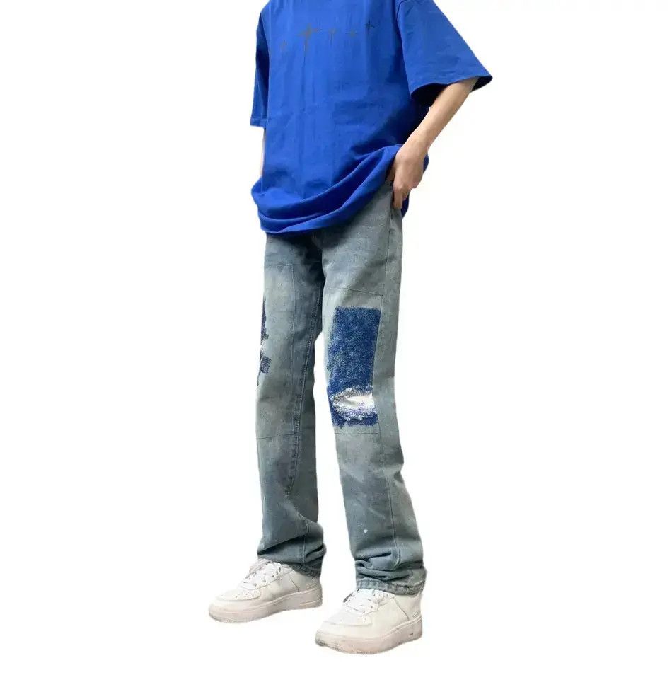 Japanese Brand Retro Straight Embroidered High Street Jeans Size US 32 / EU 48 - 5 Thumbnail