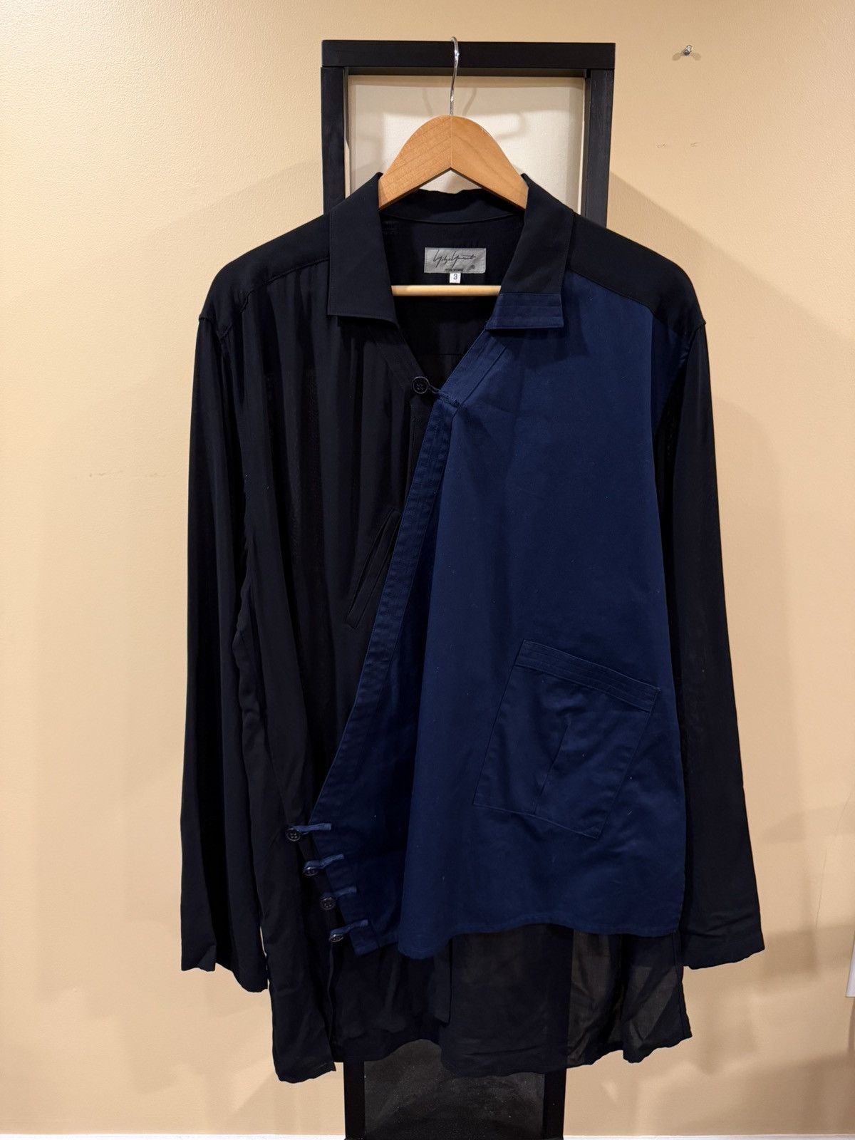 Yohji Yamamoto Yohji Yamamoto Homme Black/Navy Taoist Robe Button Up Shirt Size US L / EU 52-54 / 3 - 1 Thumbnail