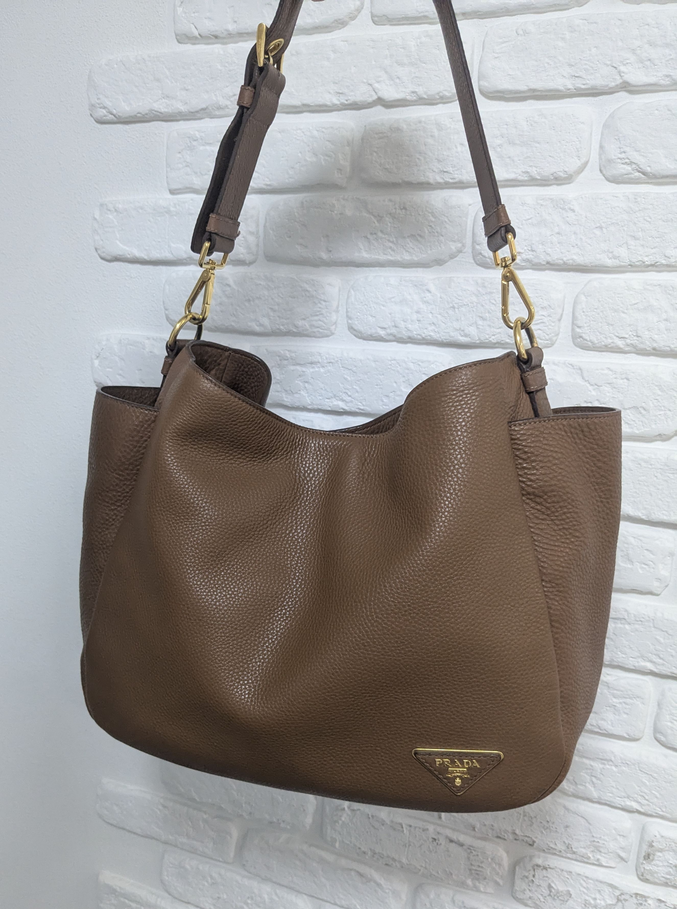 Prada Prada Camel Daino Leather Hobo Shoulder Bag Size ONE SIZE - 3 Thumbnail