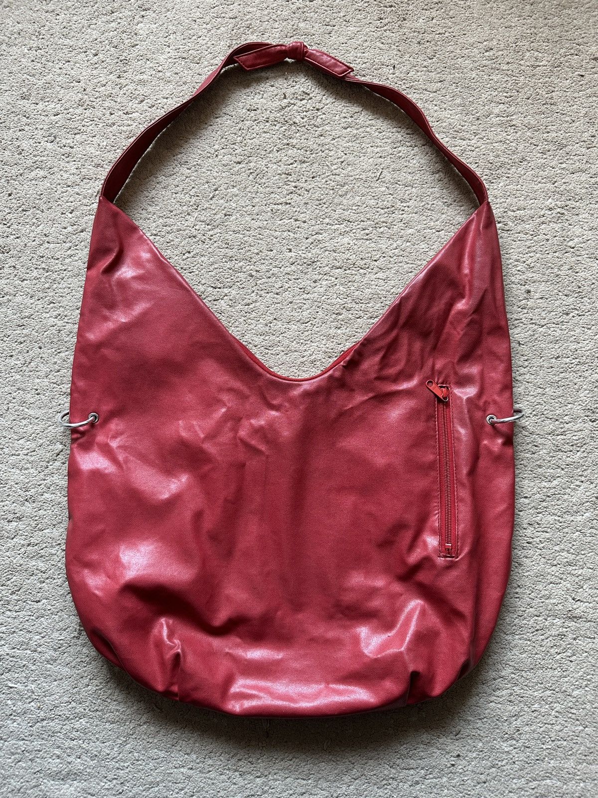 Japanese Brand 1990s BASARA TYO Red Leather Slouchy Hobo Sling Bag Size ONE SIZE - 2 Thumbnail