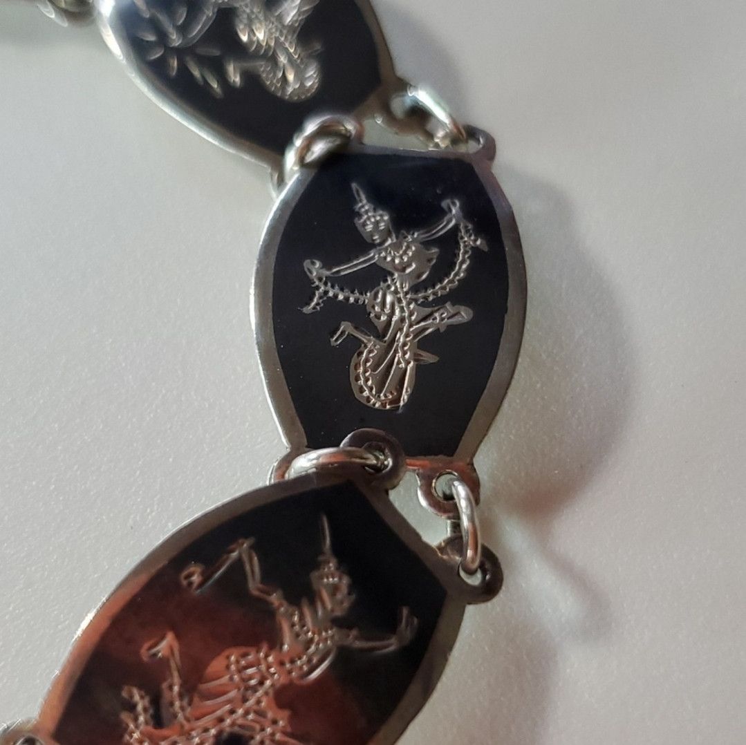 Other Siam 6.75" Bracelet Sterling Silver 925 Panel Link Thailand Size ONE SIZE - 8 Thumbnail