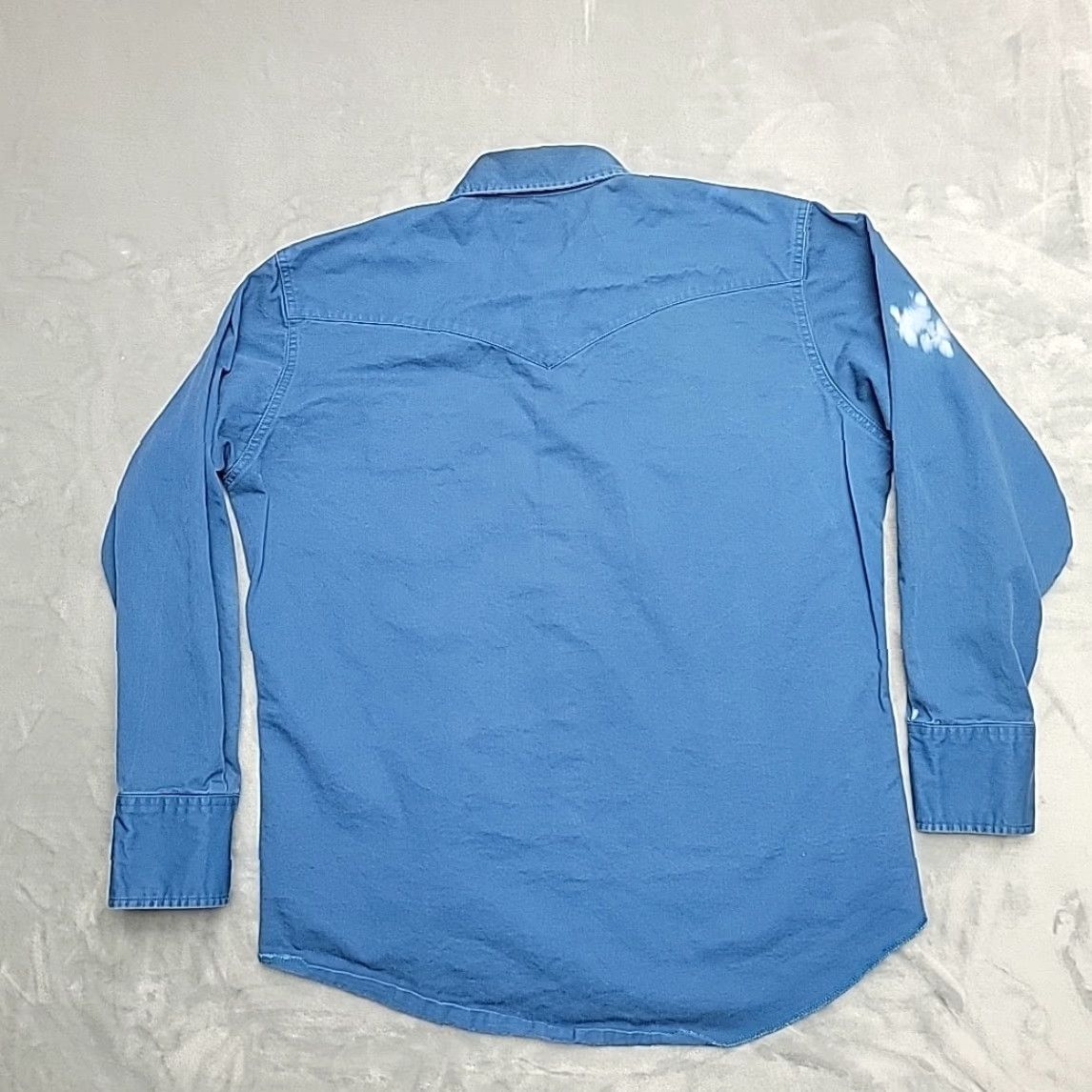 Wrangler VTG Wrangler Shirt Mens Large Blue Brush Popper Pearl Snap Long Sleeve Western Size US L / EU 52-54 / 3 - 6 Thumbnail