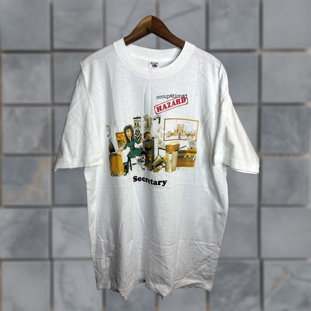 Fruit Of The Loom VINTAGE Occupational Hazard Secretary Shirt Mens XL White Made USA Funny 90s Size US XL / EU 56 / 4 - 1 Thumbnail