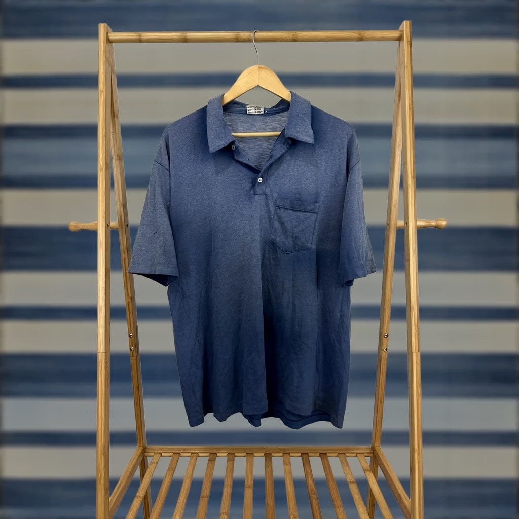 Vintage VTG 80s Stedman Gradient Sun Faded Paper Thin Worn Polo Blue WIP Work Shirt XXL Size US XXL / EU 58 / 5 - 1 Thumbnail