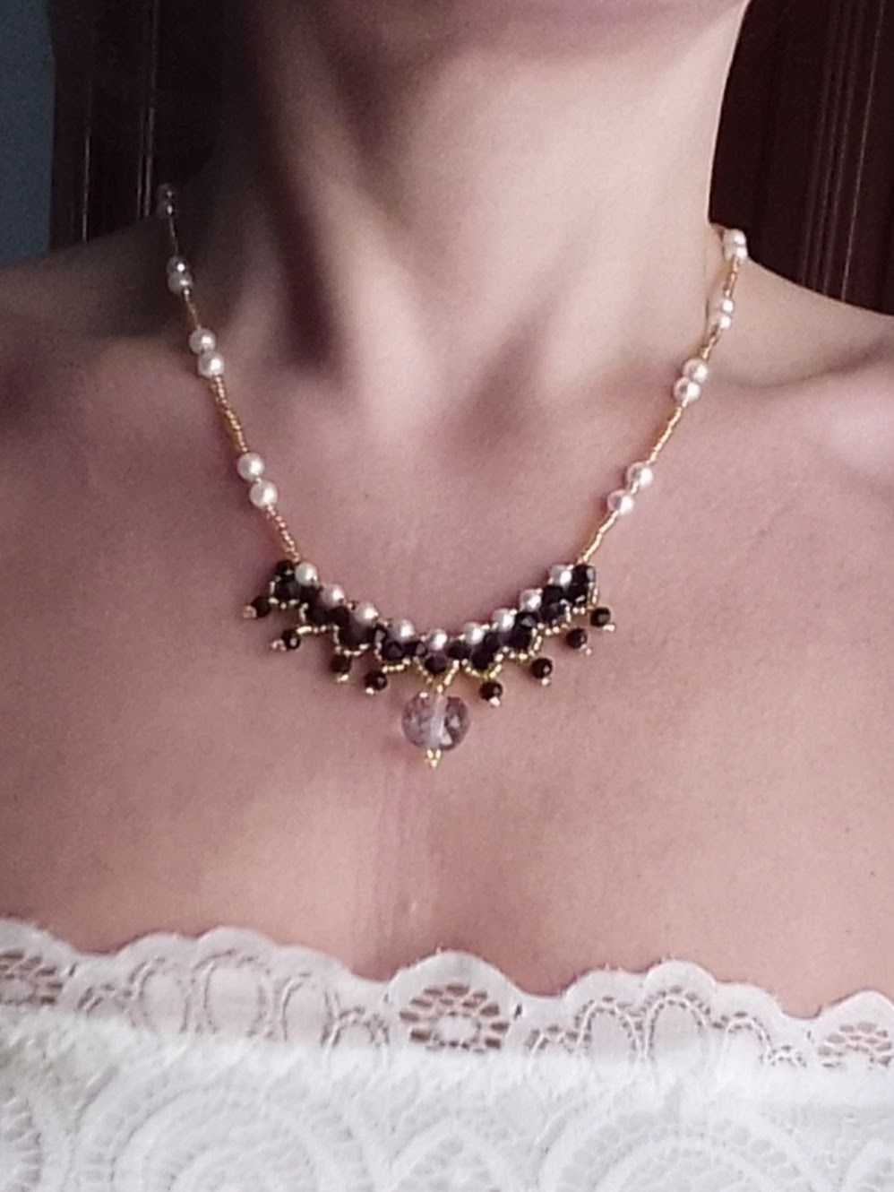Other Golden Black Necklace with Swarovski crystal pendant Size ONE SIZE - 7 Thumbnail