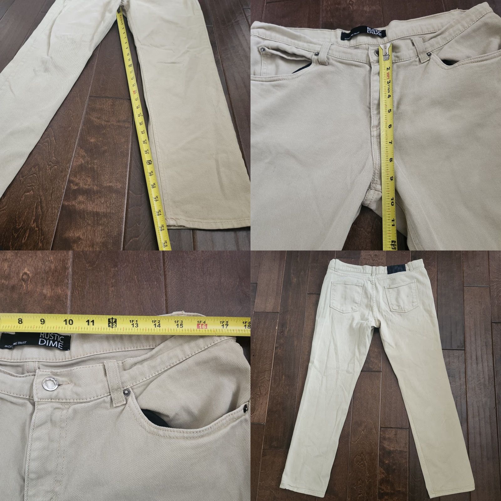 Vintage Rustic Dime Jeans Men Skinny Fit 34 Beige Khaki Cotton Blend Stretch 29 Inseam Size 34 Regular Solid Vintage No N/A Size US 34 / EU 50 - 9 Thumbnail