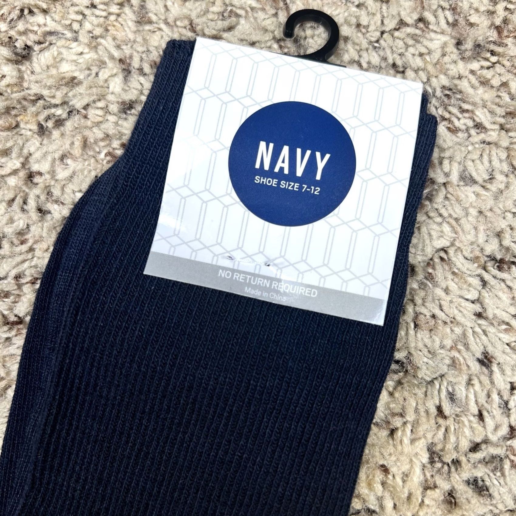 Old Navy Old Navy Mens Socks Crew 1 Pair 7-12 Navy Blue Cotton/Polyester/Spandex Mid Calf Rib-knit Opening Size ONE SIZE - 3 Thumbnail