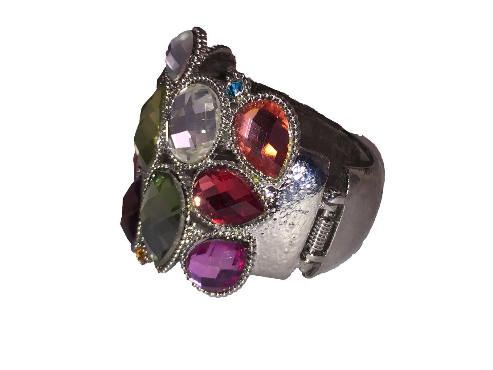 Designer Massive Bejeweled Costume Bracelet with Glass Rhinestones Size ONE SIZE - 3 Thumbnail