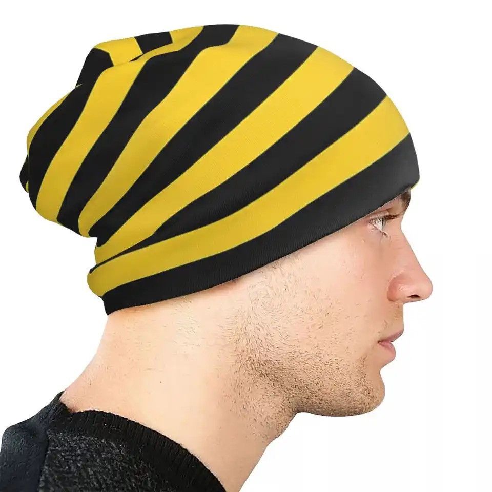 Vintage Yellow And Black Honey Bee Stripes Thin Skullies Beanies Size ONE SIZE - 4 Thumbnail