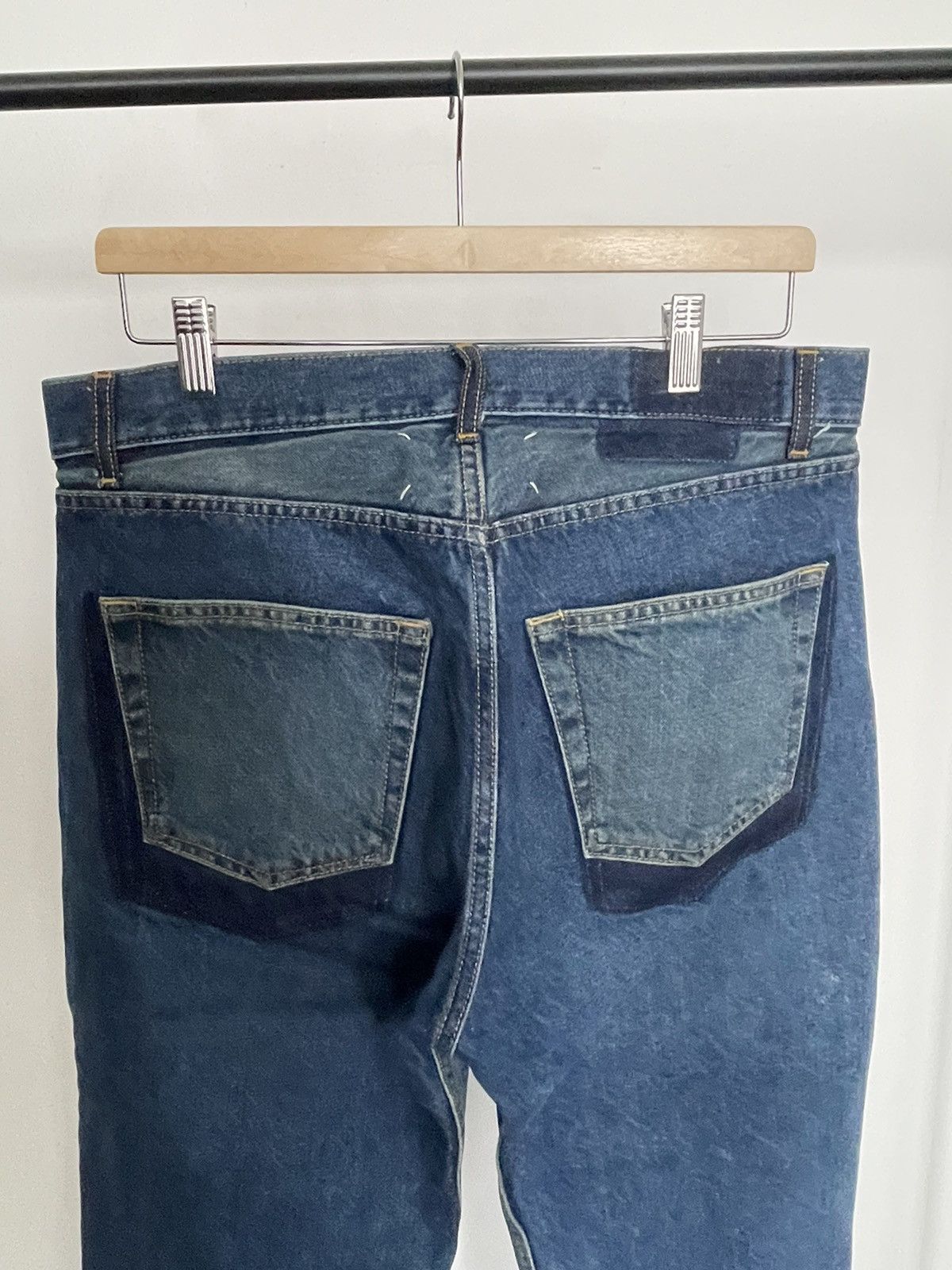 Maison Margiela Amazing very rare Maison Margiela two tone raw edge jeans Size US 33 - 3 Thumbnail