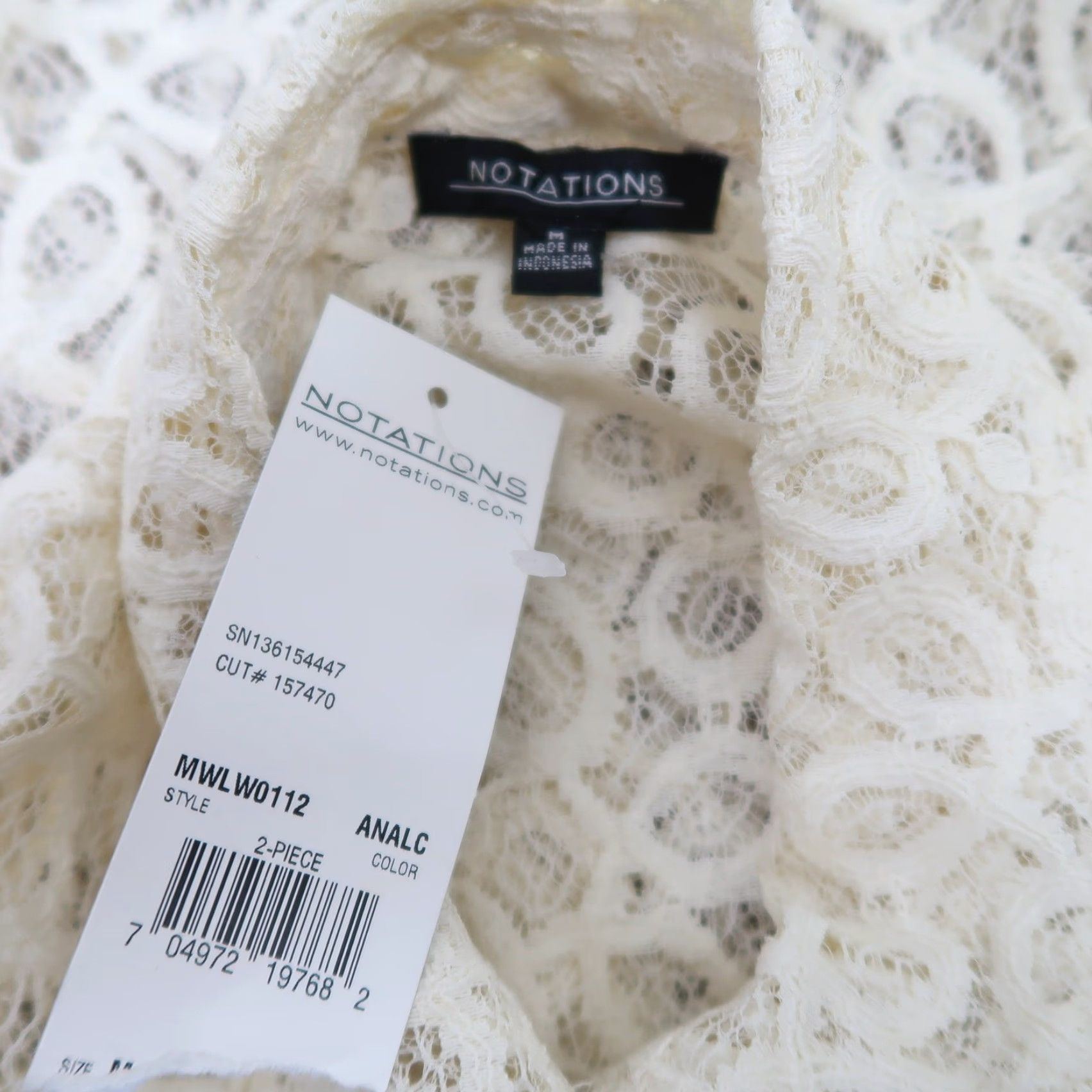 Vintage VINTAGE Notations Cream Sheer Swirl Lace Button-Down Blouse Top M Women Long Sleeve Button-Up Casual 90s Bohemian Cotton Nylon Size M / US 6-8 / IT 42-44 - 5 Thumbnail