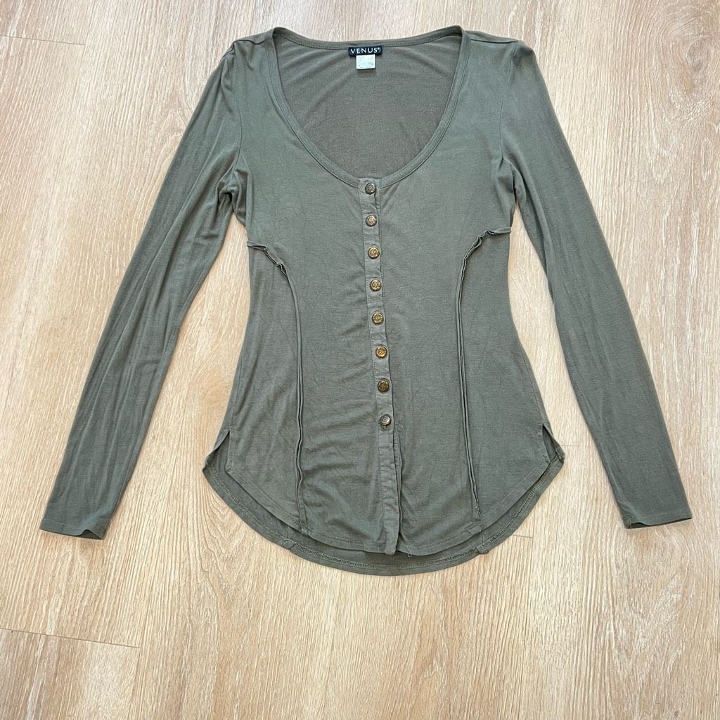 Venus Venus Deconstructed Exposed Contour Seams Long Sleeve Moss G Size XS / US 0-2 / IT 36-38 - 12 Thumbnail