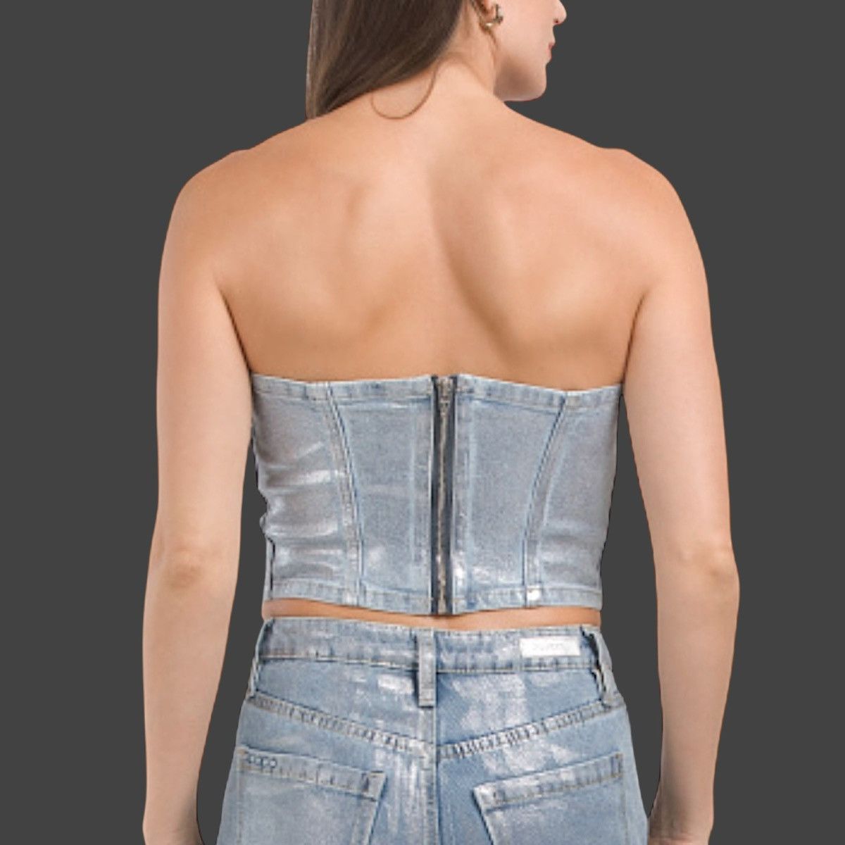 BLANKNYC Blank NYC Women’s Metallic Blue Denim Bustier Tube Top Sz S Size S / US 4 / IT 40 - 10 Thumbnail