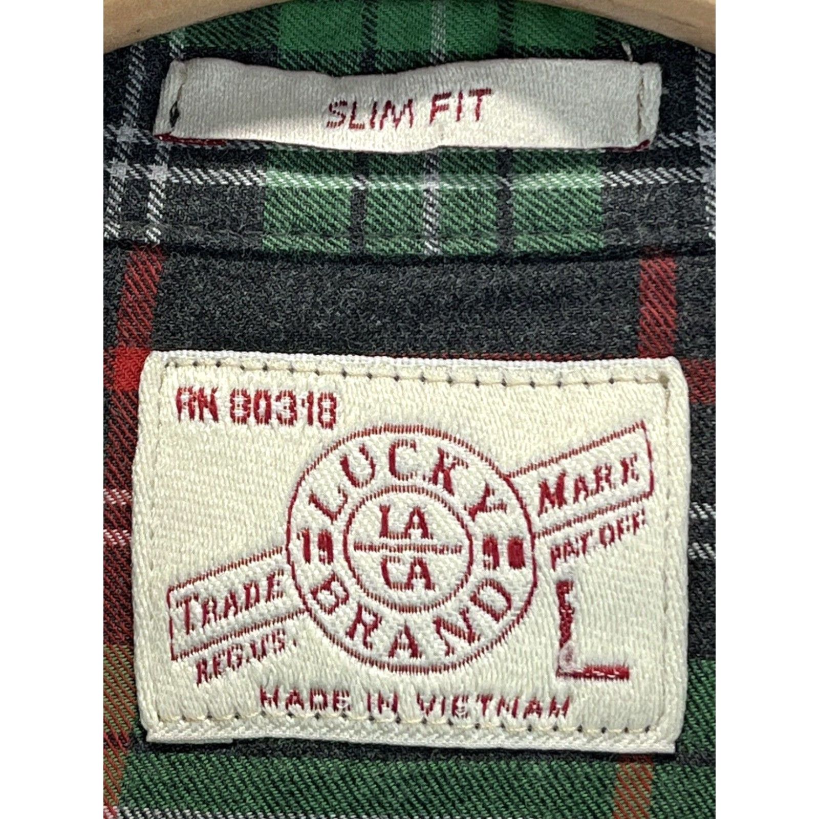 Lucky Brand Lucky Brand Light Green Plaid Flannel Shirt Mens Large Slim Fit Size US L / EU 52-54 / 3 - 4 Thumbnail