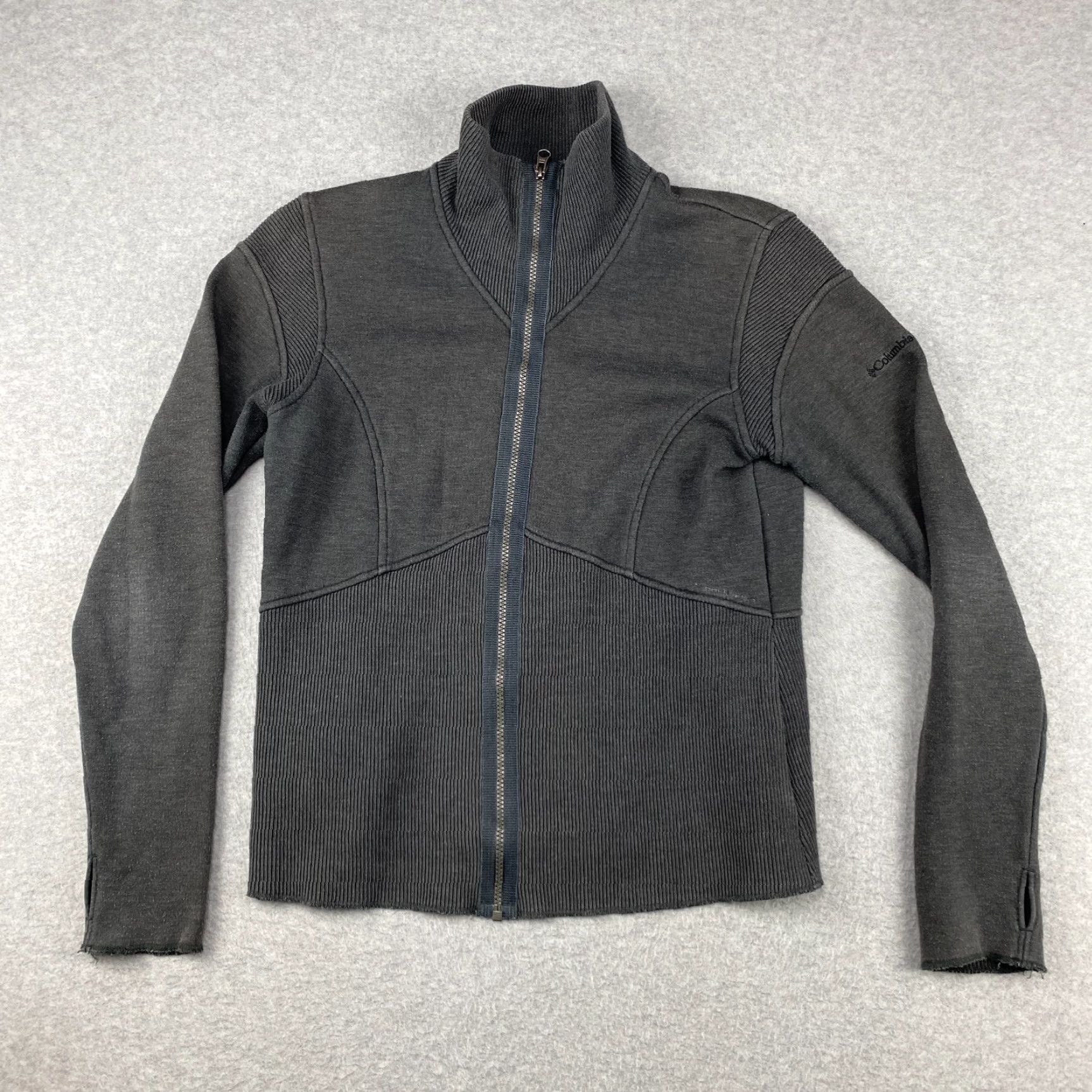 Vintage Columbia Sweater Womens Large L Gray Full Zip Knit High Neck Size L / US 10 / IT 46 - 2 Thumbnail