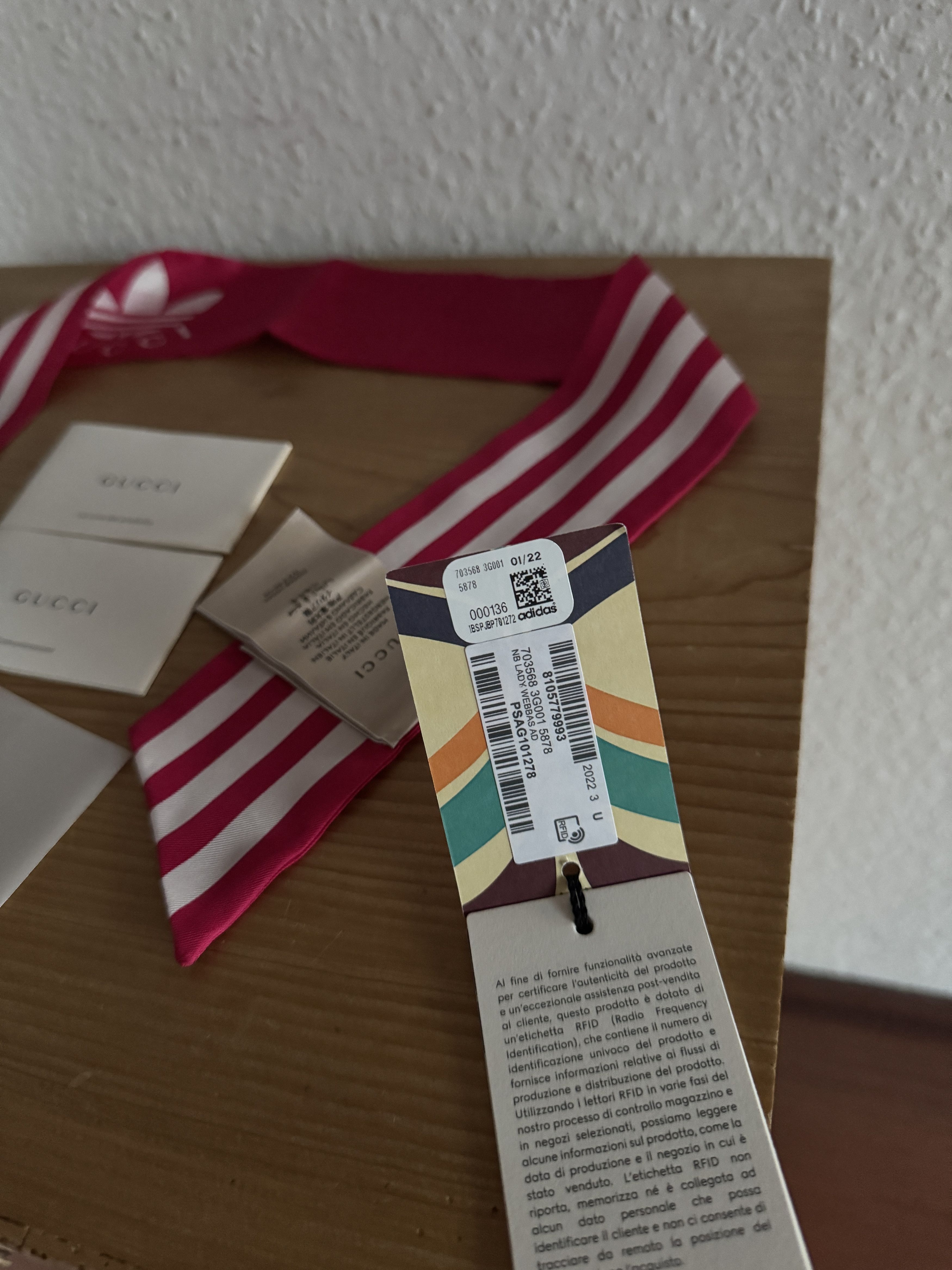 Adidas × Gucci Silk Twilly Scarf Size ONE SIZE - 6 Thumbnail