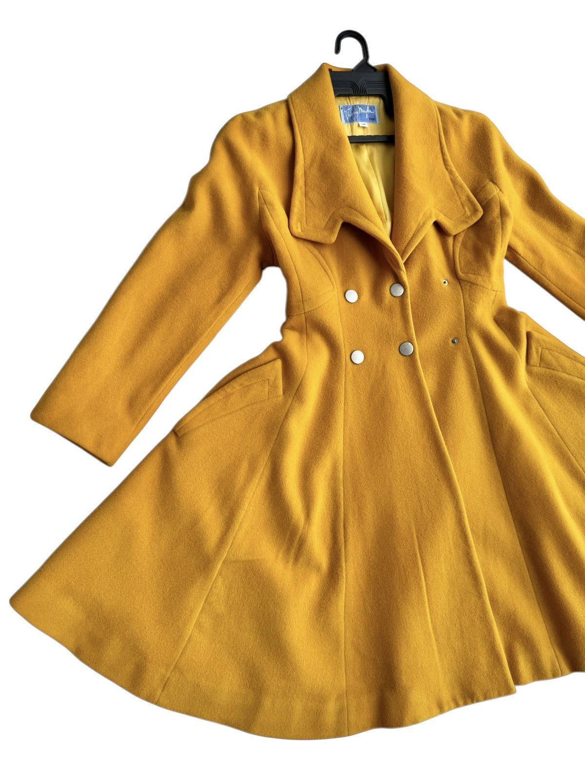 Mugler 🔥Rare Vintage 80s Thierry Mugler Mustard Yellow Wool Coat Size M / US 6-8 / IT 42-44 - 4 Thumbnail