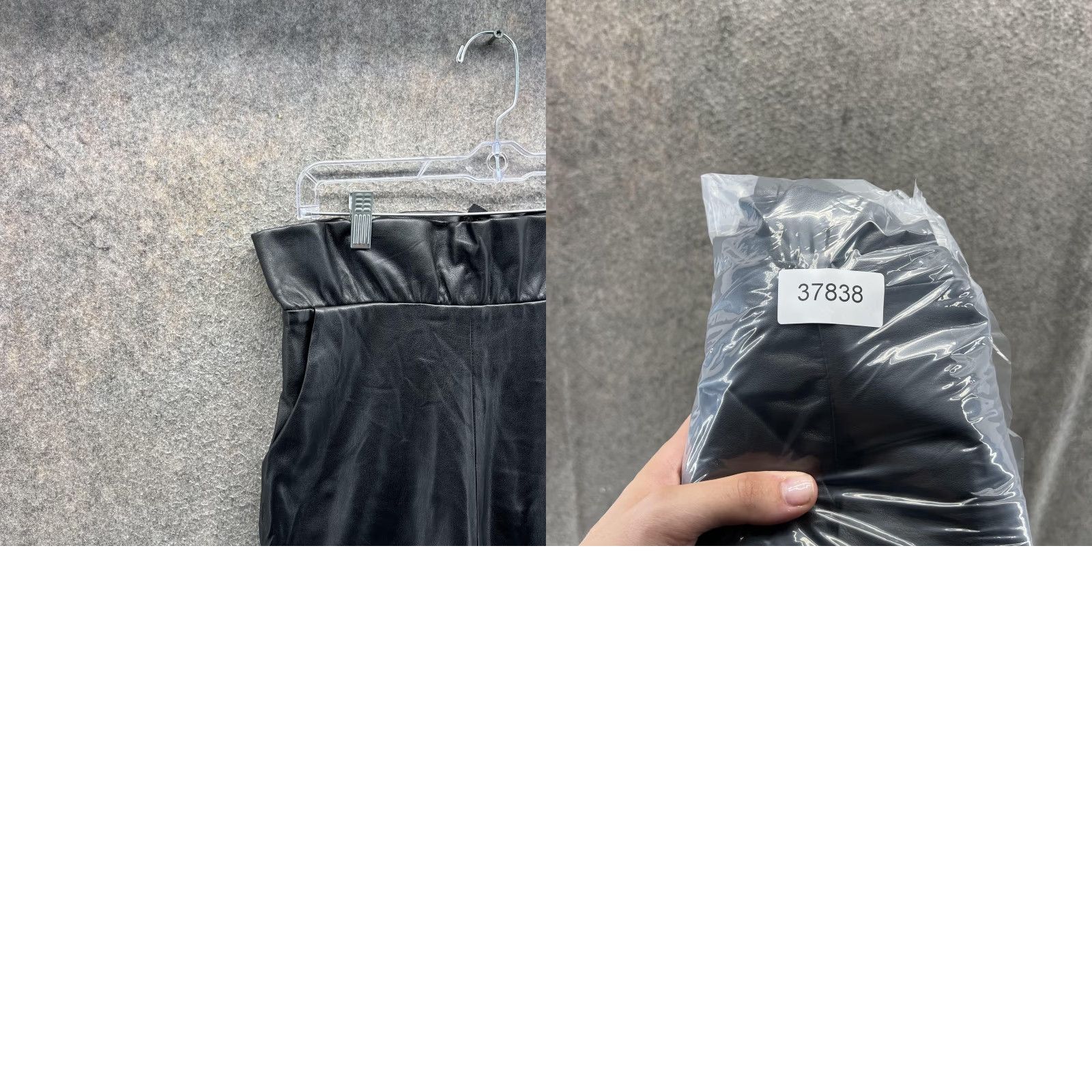 ALEXIS VINTAGE Alexis Pants Womens XS Black Leather High Waist Paperbag Tapered Leg Dressy Size 26" / US 2 / IT 38 - 8 Thumbnail