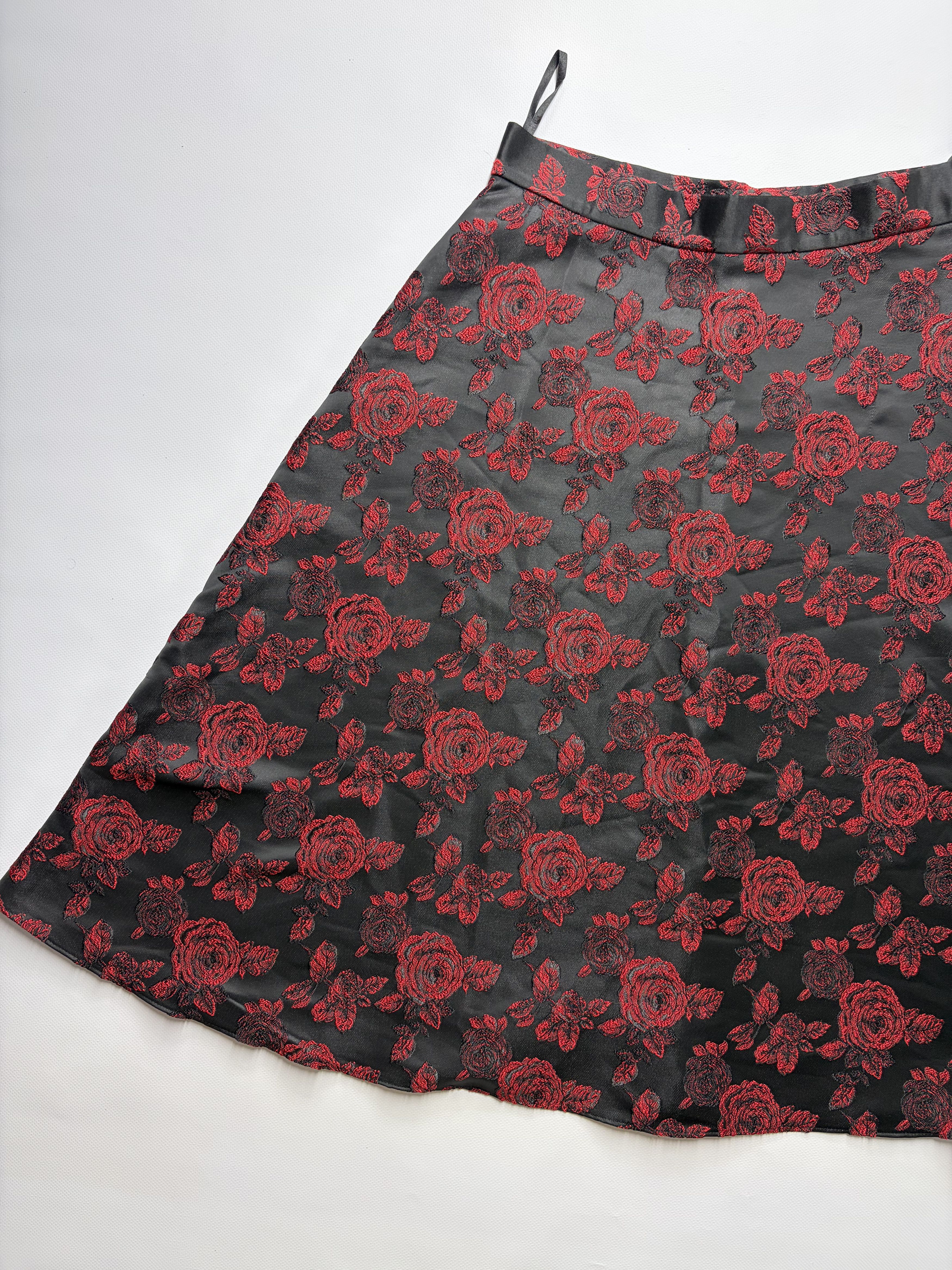 Vintage Women's Printed Flared Skirt Size 36" / US 14 / IT 50 - 2 Thumbnail