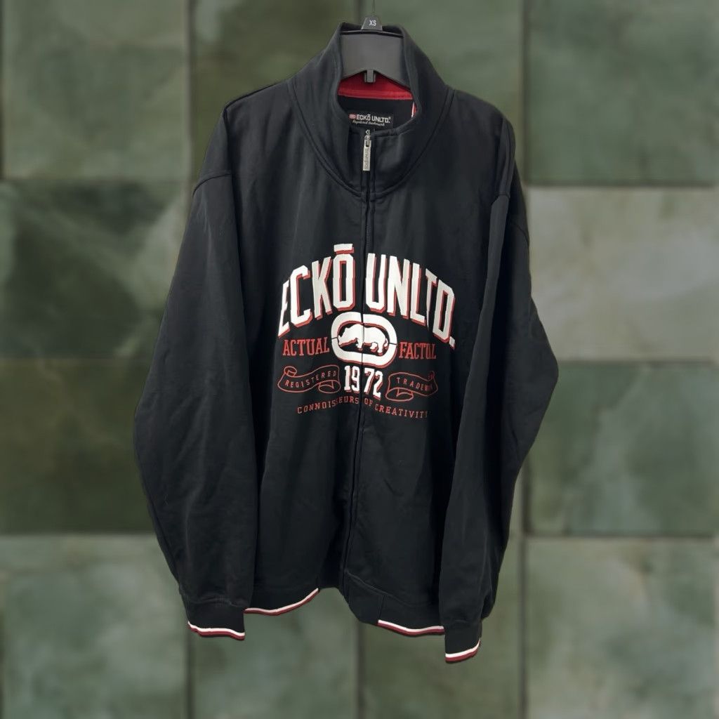 Ecko Unltd. Ecko Unltd Track Jacket Mens XL Black Red Full Zip Logo L/S Size US XL / EU 56 / 4 - 1 Thumbnail