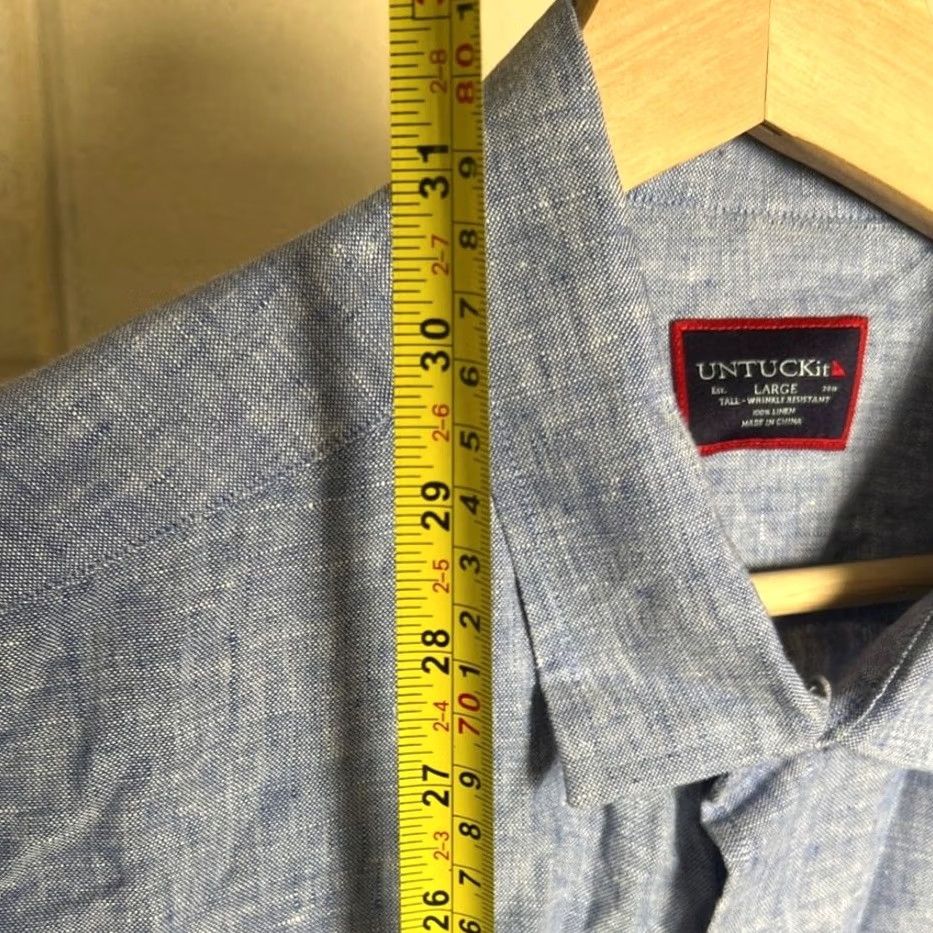 UNTUCKit UNTUCKit L Blue Button Down Valente 100% Linen Mens Size US L / EU 52-54 / 3 - 4 Thumbnail