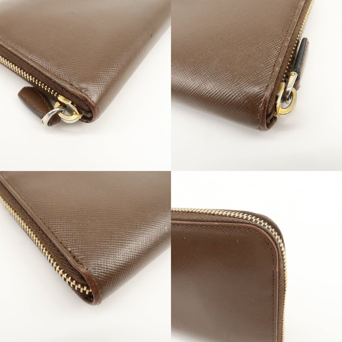 Prada Prada Saffiano Zippy Wallet Brown Size ONE SIZE - 4 Thumbnail
