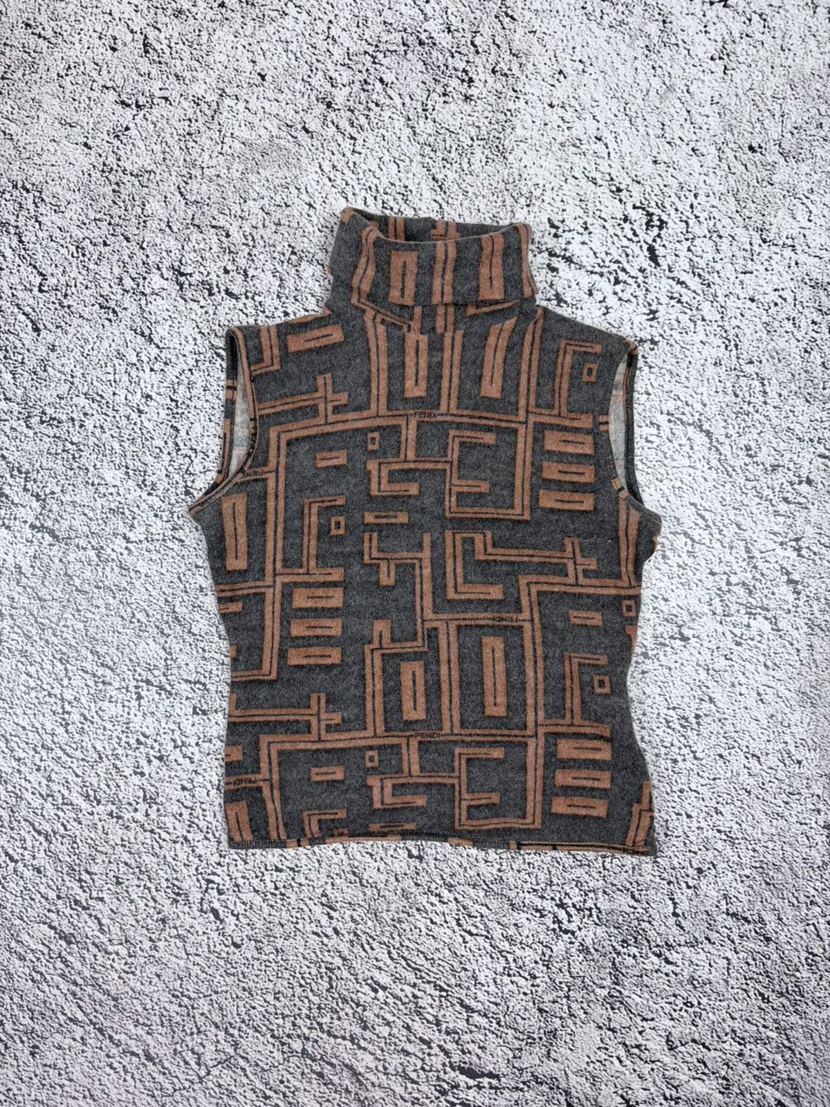 Fendi Vintage 90s Fendi Jeans Monogram Wool Angora Turtleneck Vest Size M / US 6-8 / IT 42-44 - 1 Thumbnail